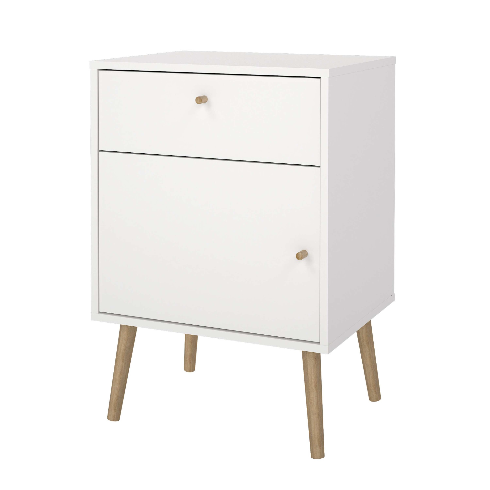 andas Nachtkommode »Bodo, Nachttisch, Nachtschrank, Beistelltisch,«, 1 Tür, 1 Schublade, Beine und Griffe aus Massivholz, Breite 50 cm