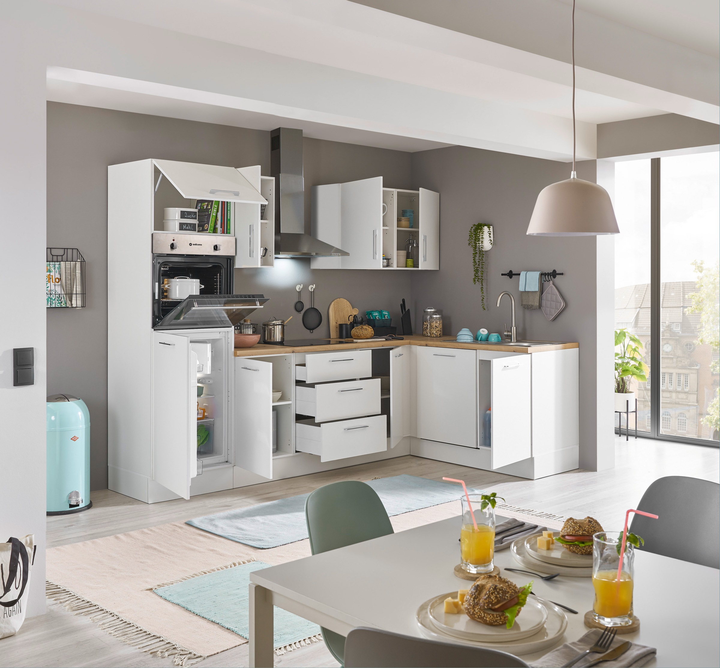 BASIC by Balculina Winkelküche »Turin«, Stellbreite 280x175 cm, wahlweise mit E-Geräten