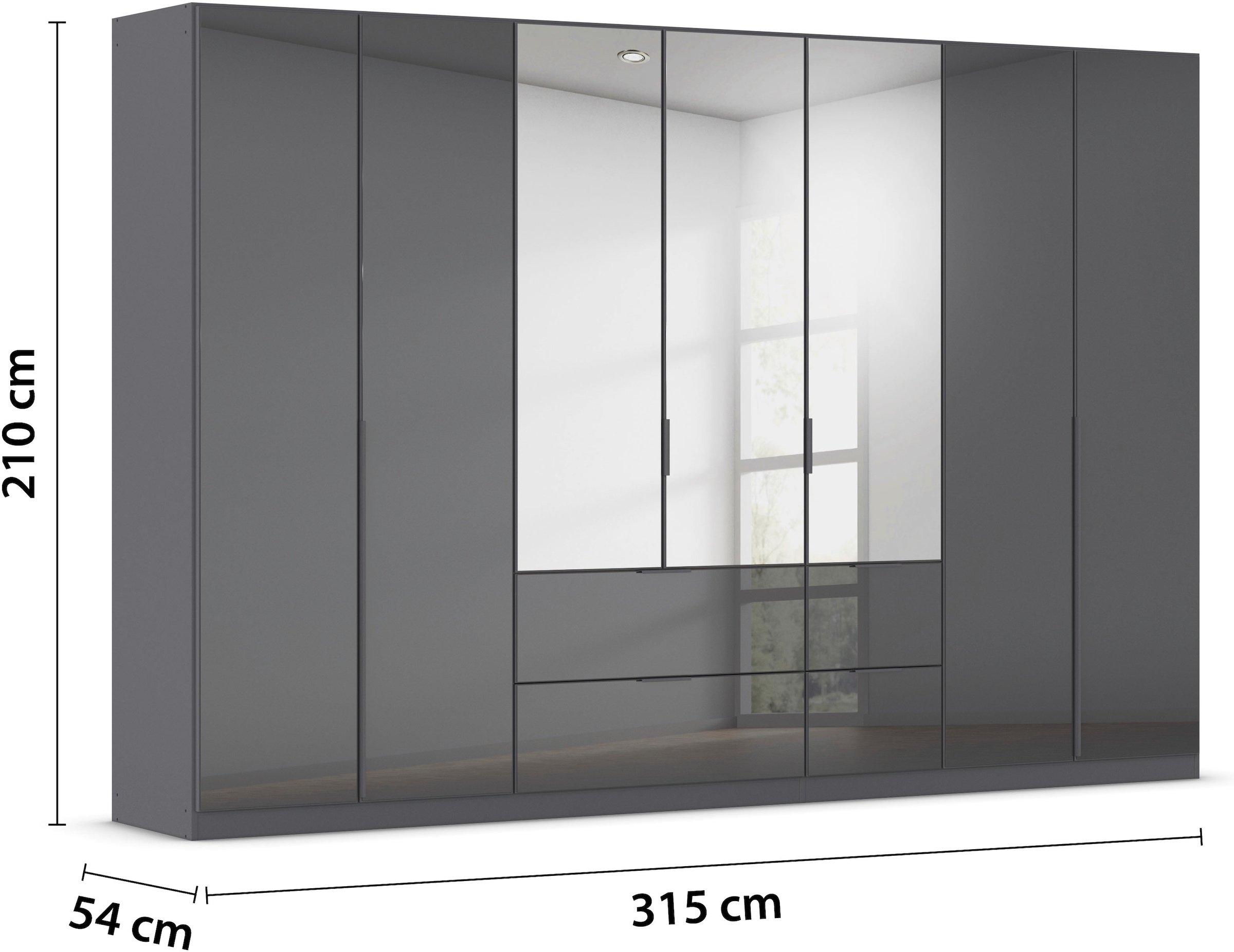 rauch Drehtürenschrank »Kleiderschrank Kleiderschränke Schrank Garderobe AGORDO mit Glasfront«, (in zwei Griff-Farben mit Glasfront), mit Außenschubkästen, in 6 Breiten und 2 Höhen MADE IN GERMANY