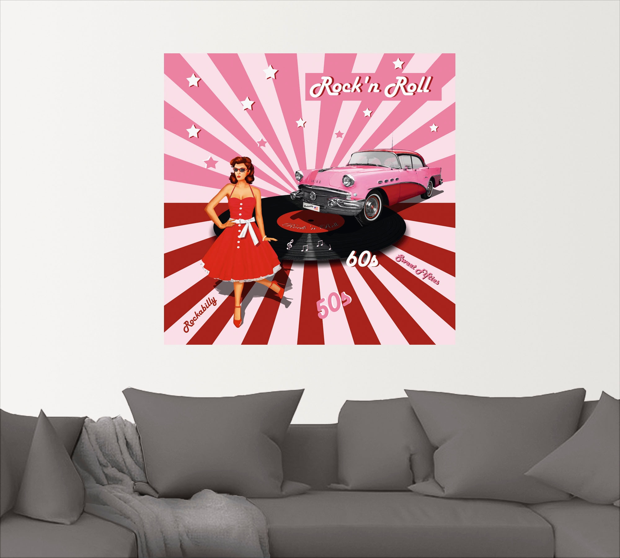 Artland Wandbild »Rock'n Roll die 50er Jahre«, Auto, (1 St.), als Alubild, Outdoorbild, Leinwandbild, Poster, Wandaufkleber
