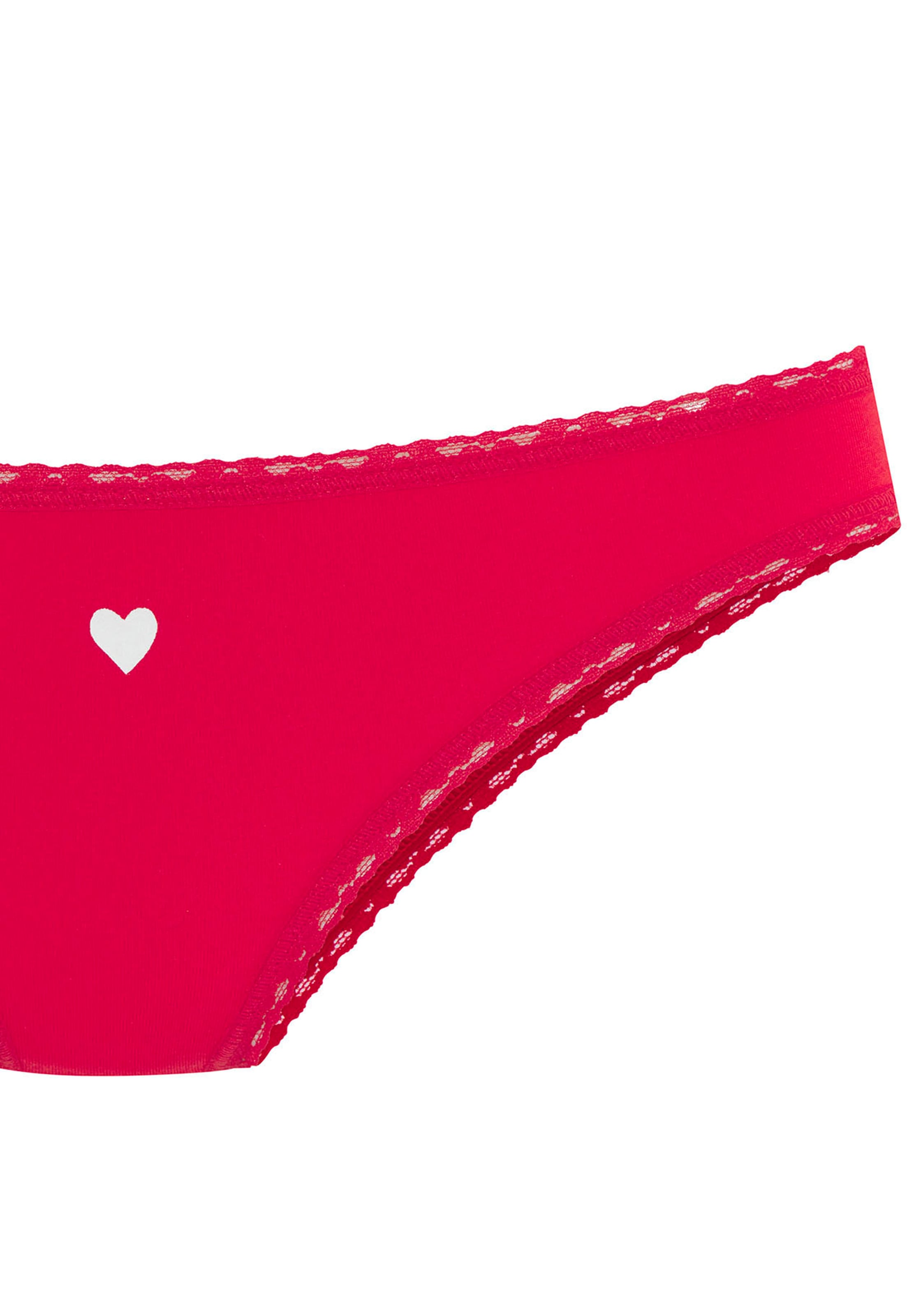 LASCANA Brasilslip, (5er-Pack), mit süßen Herzchen-Prints und aus elastischer Baumwoll-Qualität