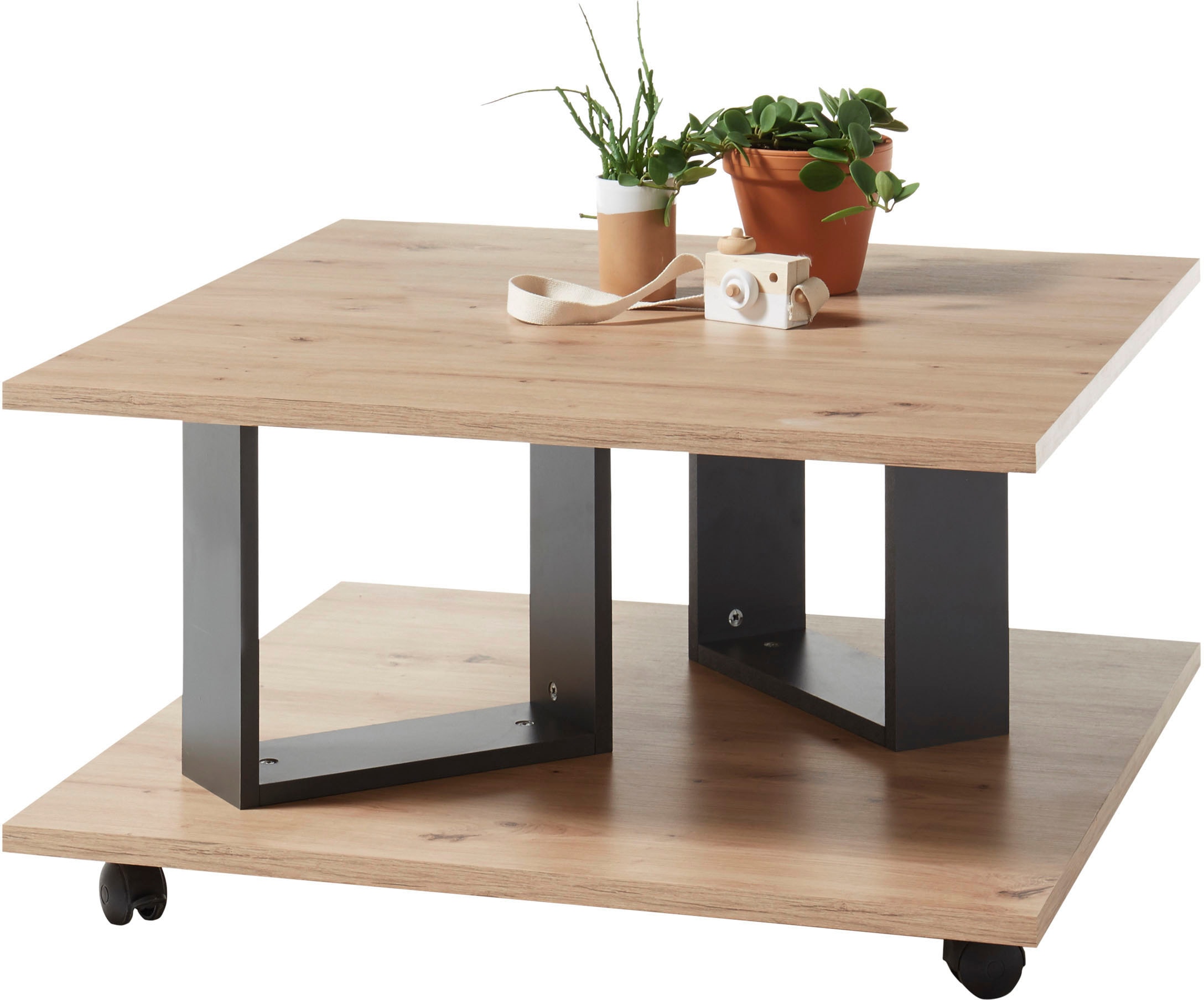Stolkom Couchtisch »Zera«, rollbar, Tisch in Eiche Artisan Dekor