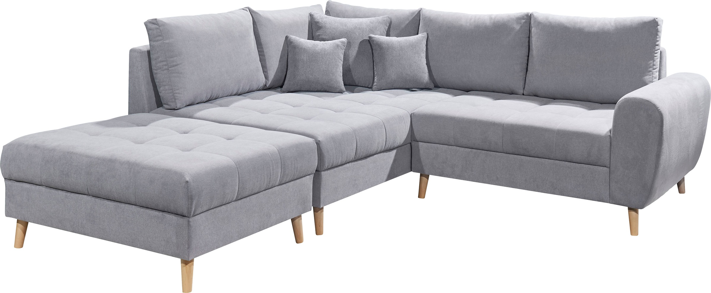 ED EXCITING DESIGN Ecksofa »Alice L-Form«, (Set), mit Hocker & 3 Zierkissen