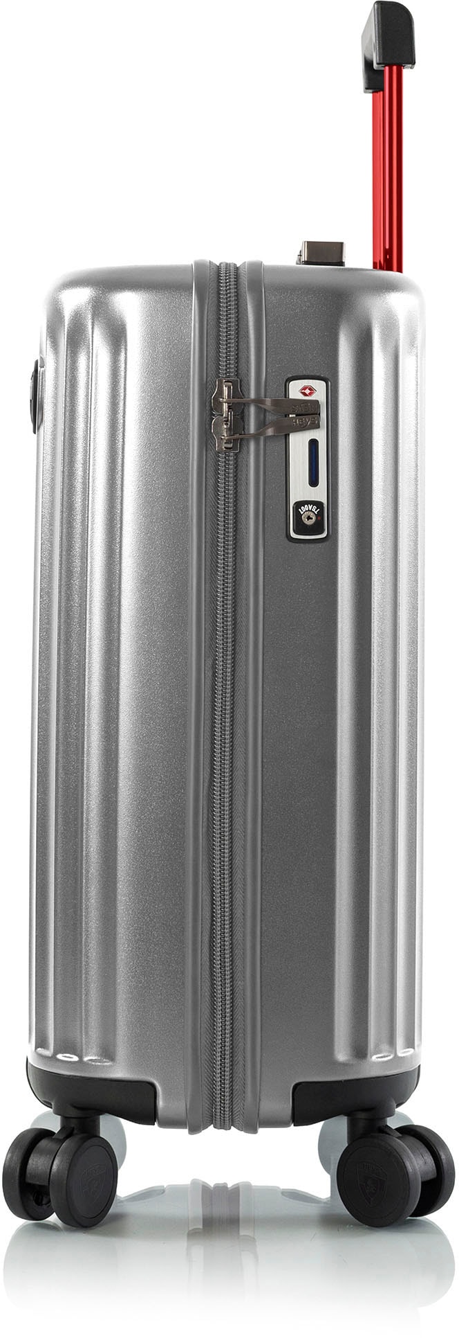 Heys Hartschalen-Trolley »Smart Luggage® silber, 53 cm«, 4 Rollen, Handgepäck vollständig venetztes High-End-Gepäck mit App-Funktion