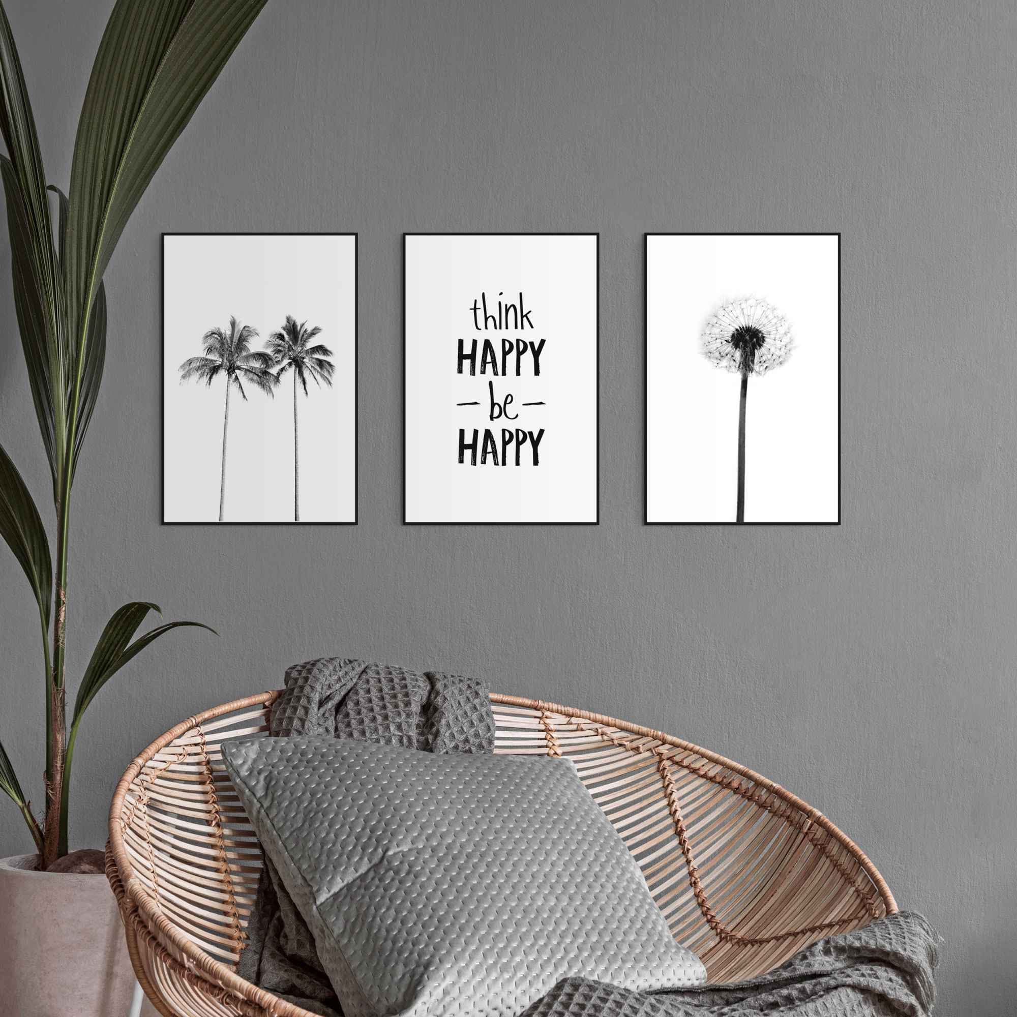 Reinders! Wandbild »Froh Pusteblume - Strand - Palme - Modern«, (3 St.)