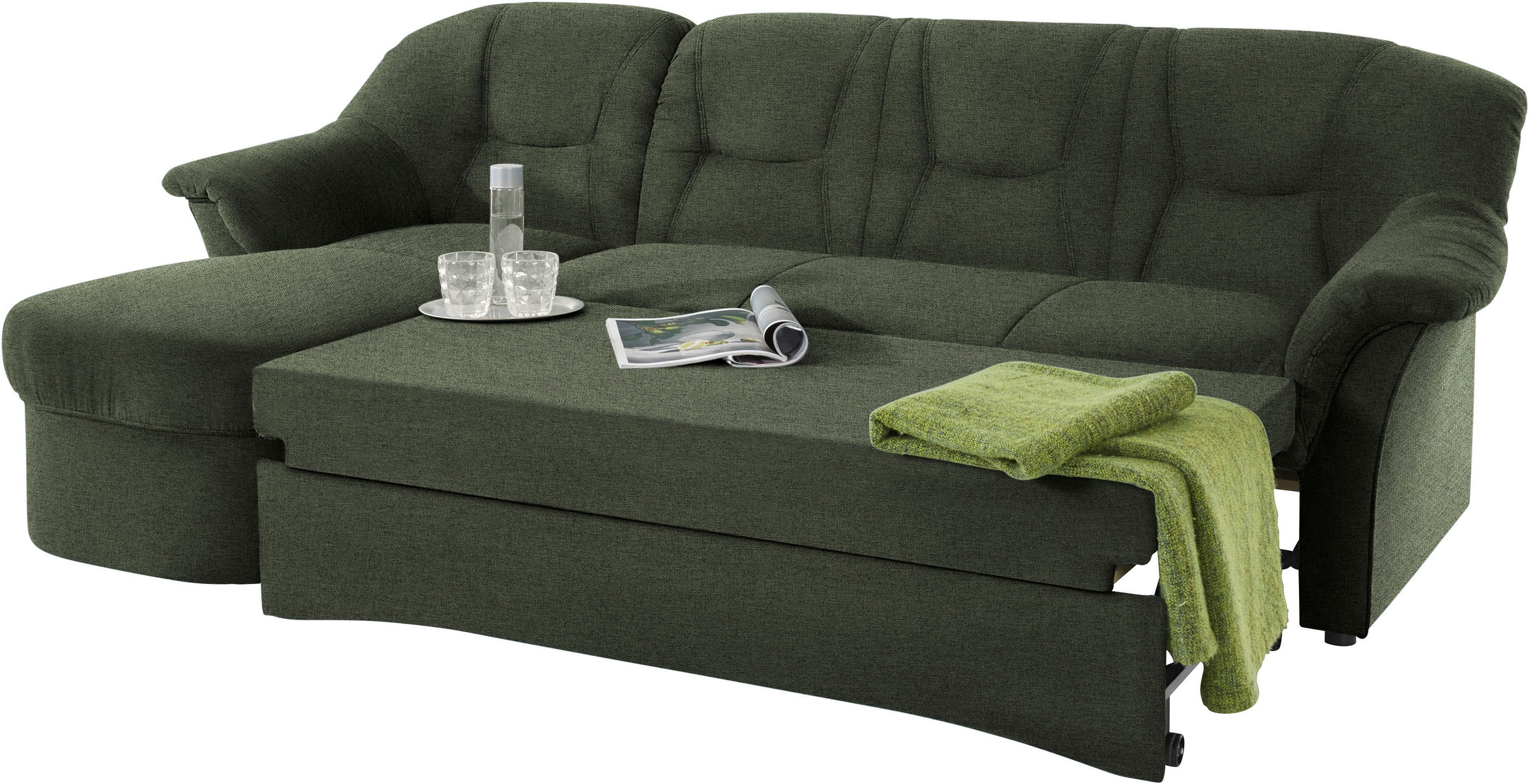DOMO collection Ecksofa »Sarafina zeitlos und komfortabel, optional mit Federkern, L-Form«, wahlweise mit Bettfunktion