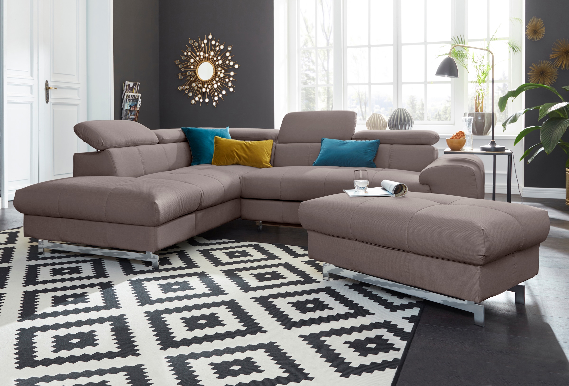 COTTA Ecksofa »Chef L-Form«, mit Kopfteilverstellung, wahlweise mit Bettfunktion & Bettkasten