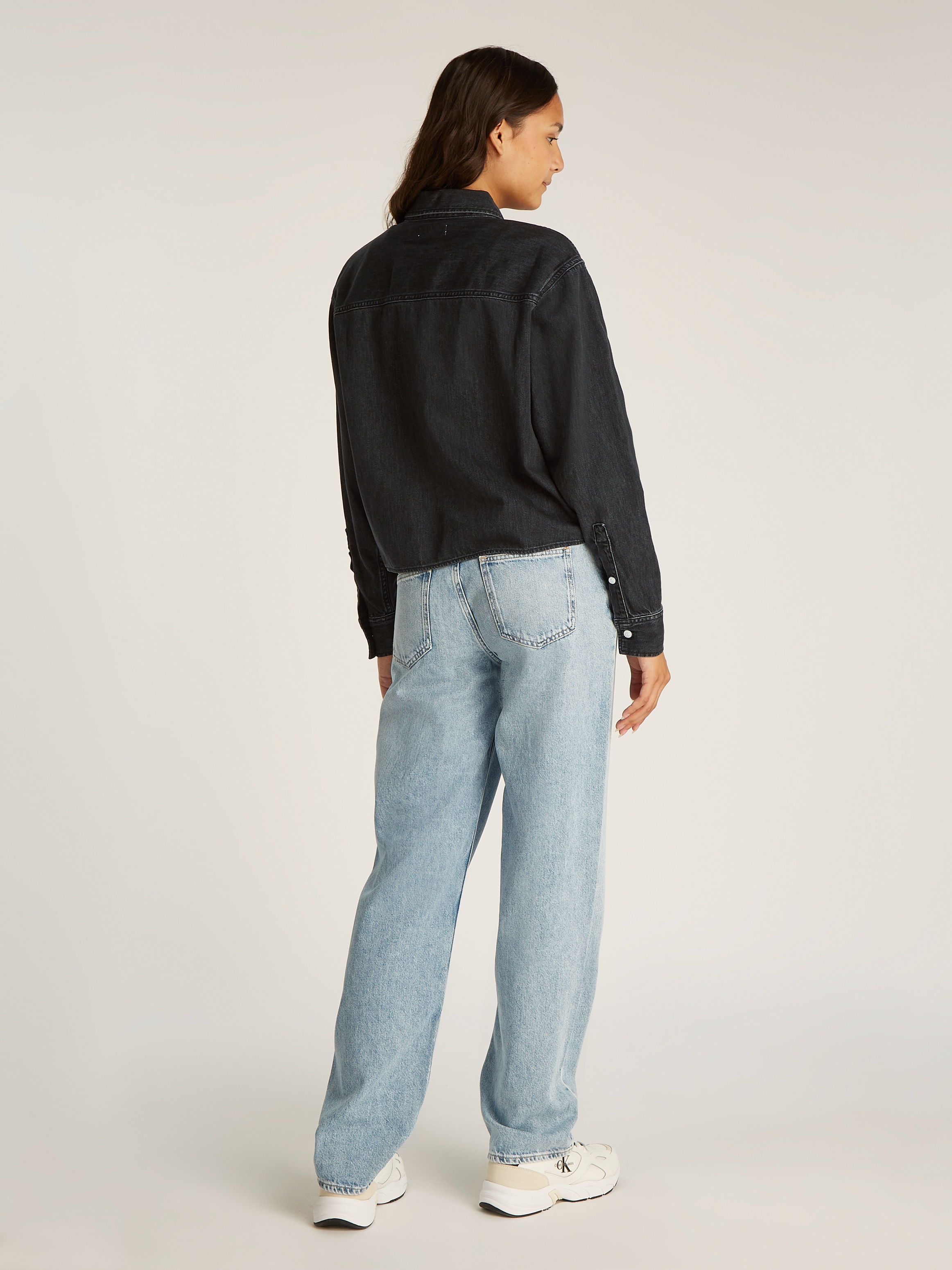 Calvin Klein Jeans Jeansbluse »CROPPED DAD DENIM SHIRT«, in schwarzer Waschung