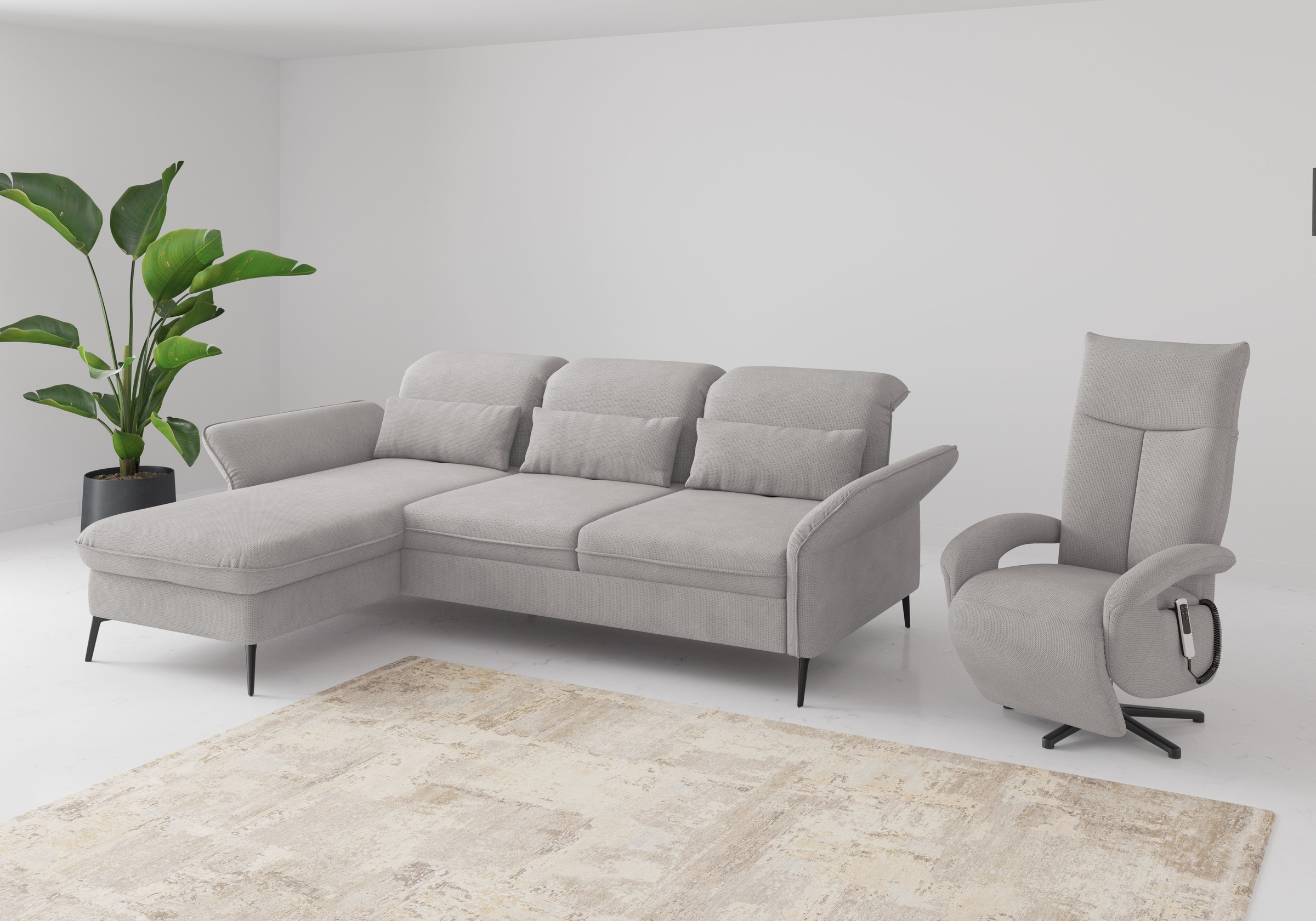 sit&more Ecksofa »Emely, inkl. Sitztiefenverstellung«, wahlweise mit Bettfunktion,Bettkasten,Kopf- & Armteilverstellung