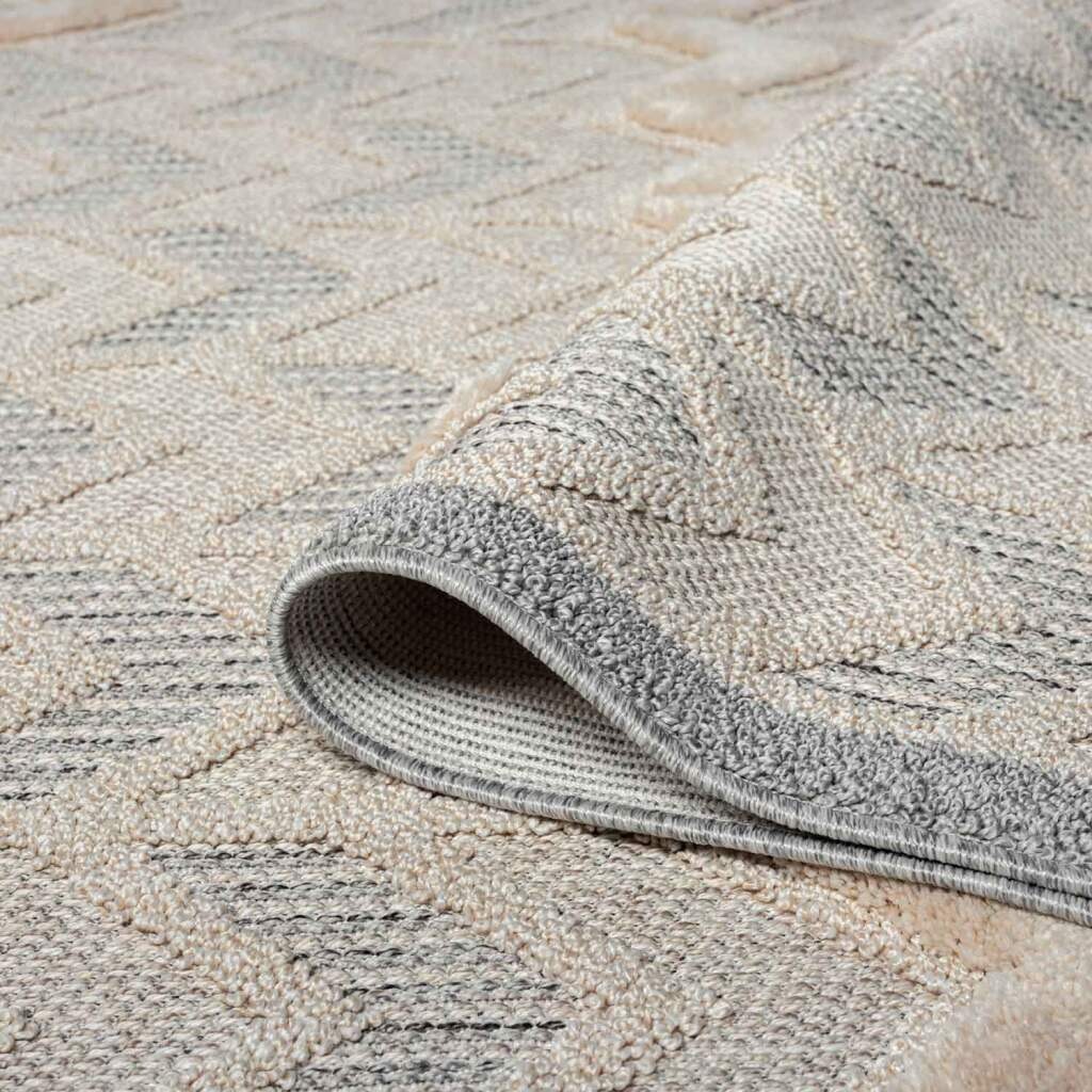 Carpet City Hochflor-Teppich »VALENCIA 920«, rechteckig, 20 mm Höhe, Läufer, Boho-Stil, Hochtief-Muster/ 3D-Effekt, mit Fransen