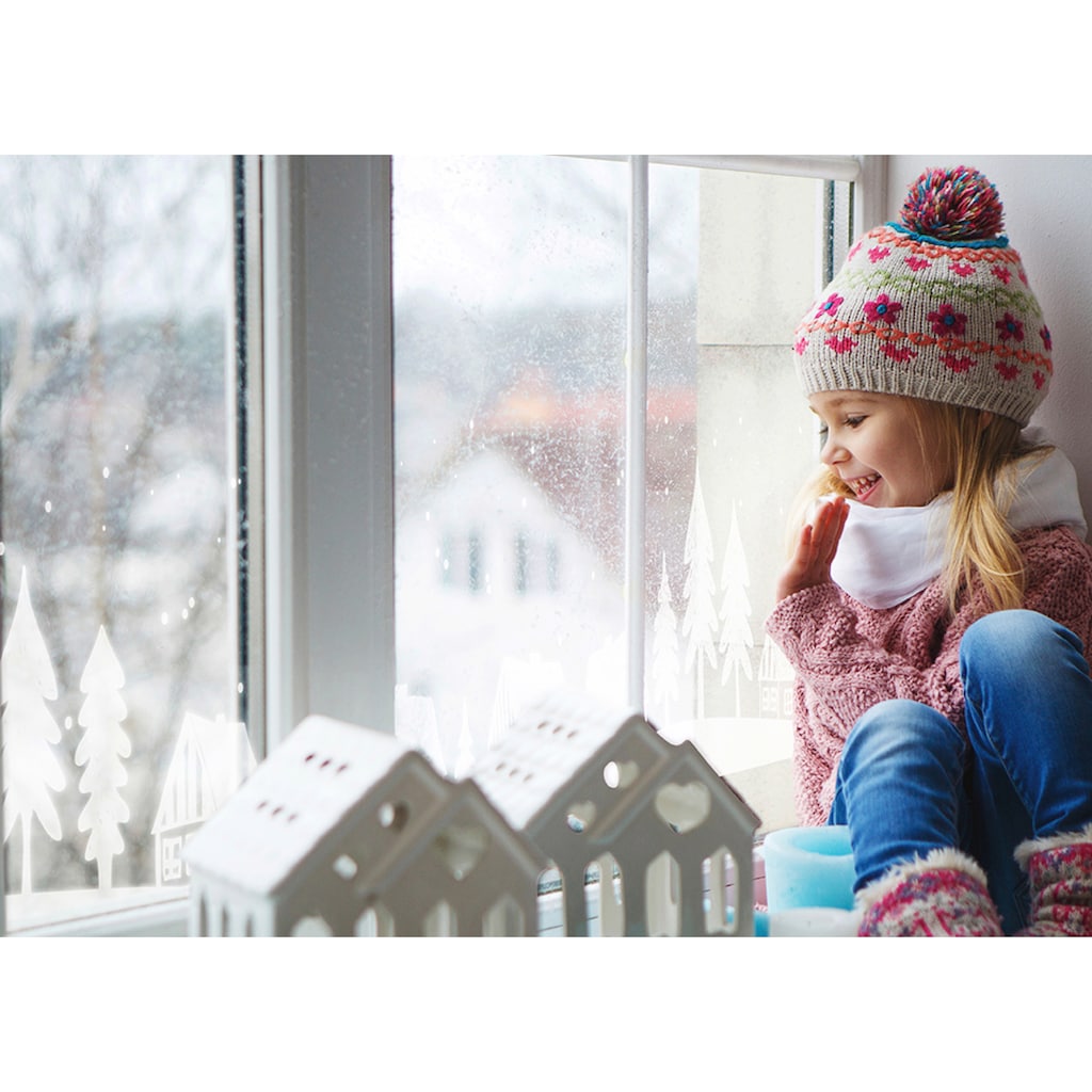 MySpotti Fensterfolie »Look Winter Village white«, halbtransparent, glattstatisch haftend