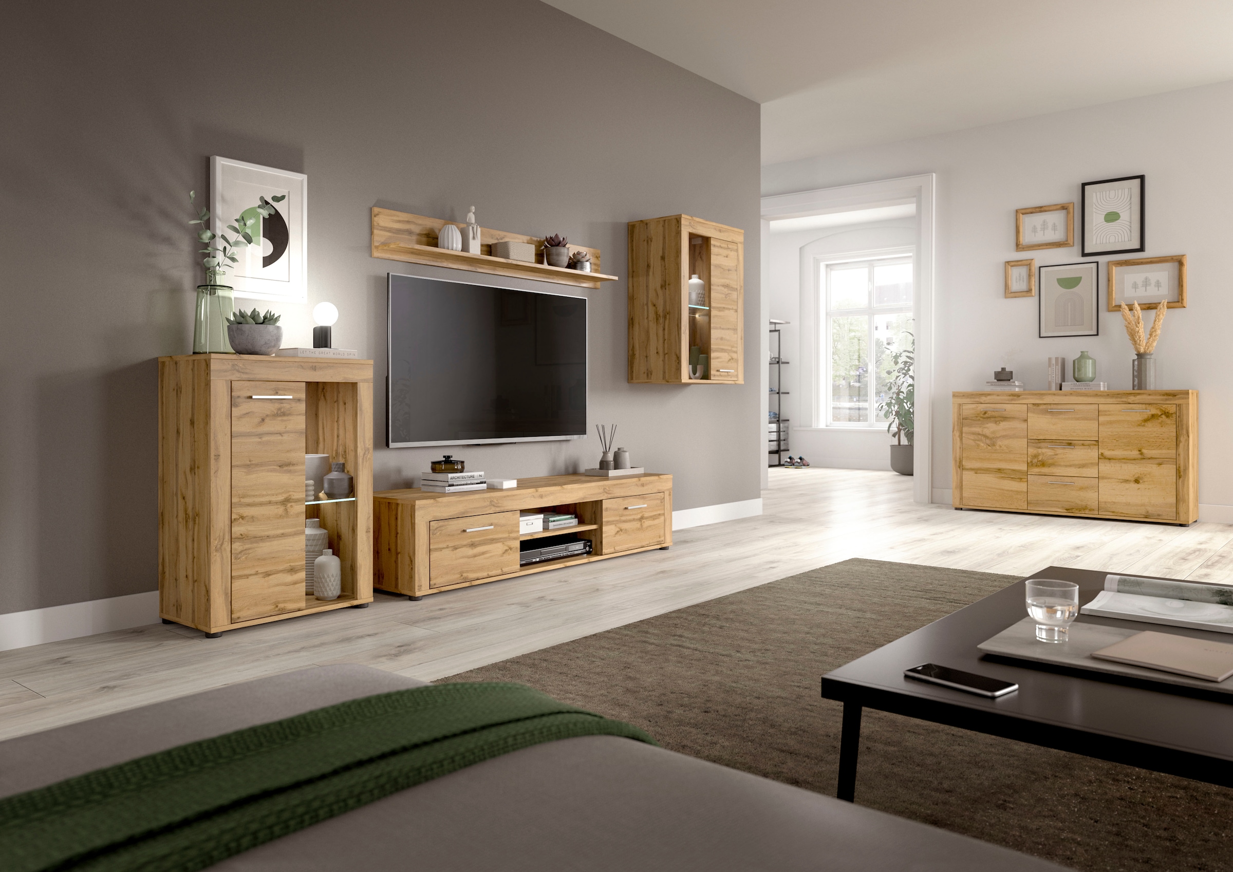 INOSIGN Vitrine »Aosta, Breite 60 cm, stehend oder hängend, in verschiedenen Farben«, Türanschlag wechselbar, 1 Glaseinlegeboden, Hängeeitrine, Standvitrine