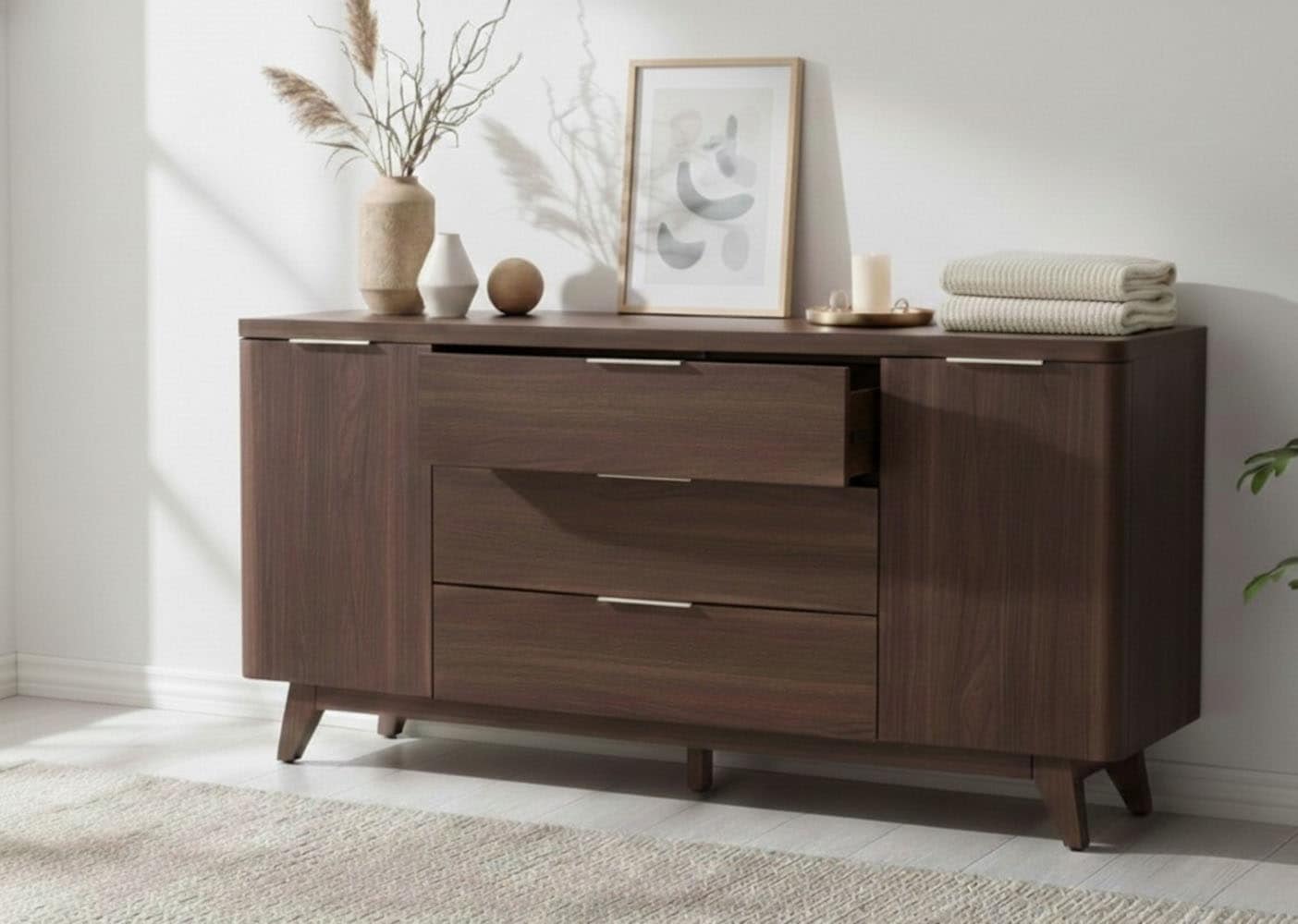 Jahnke Sideboard »LIBRE SB 160« Sideboard,Skandi,2 Türen + 3 Schubladen,Aluminiumgriffe,Breite 160 cm