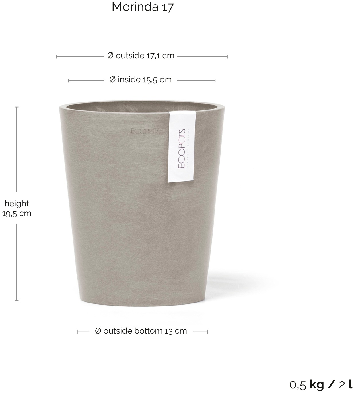 ECOPOTS Blumentopf »Morinda Orchidee 17 Taupe«, für den Innenbereich