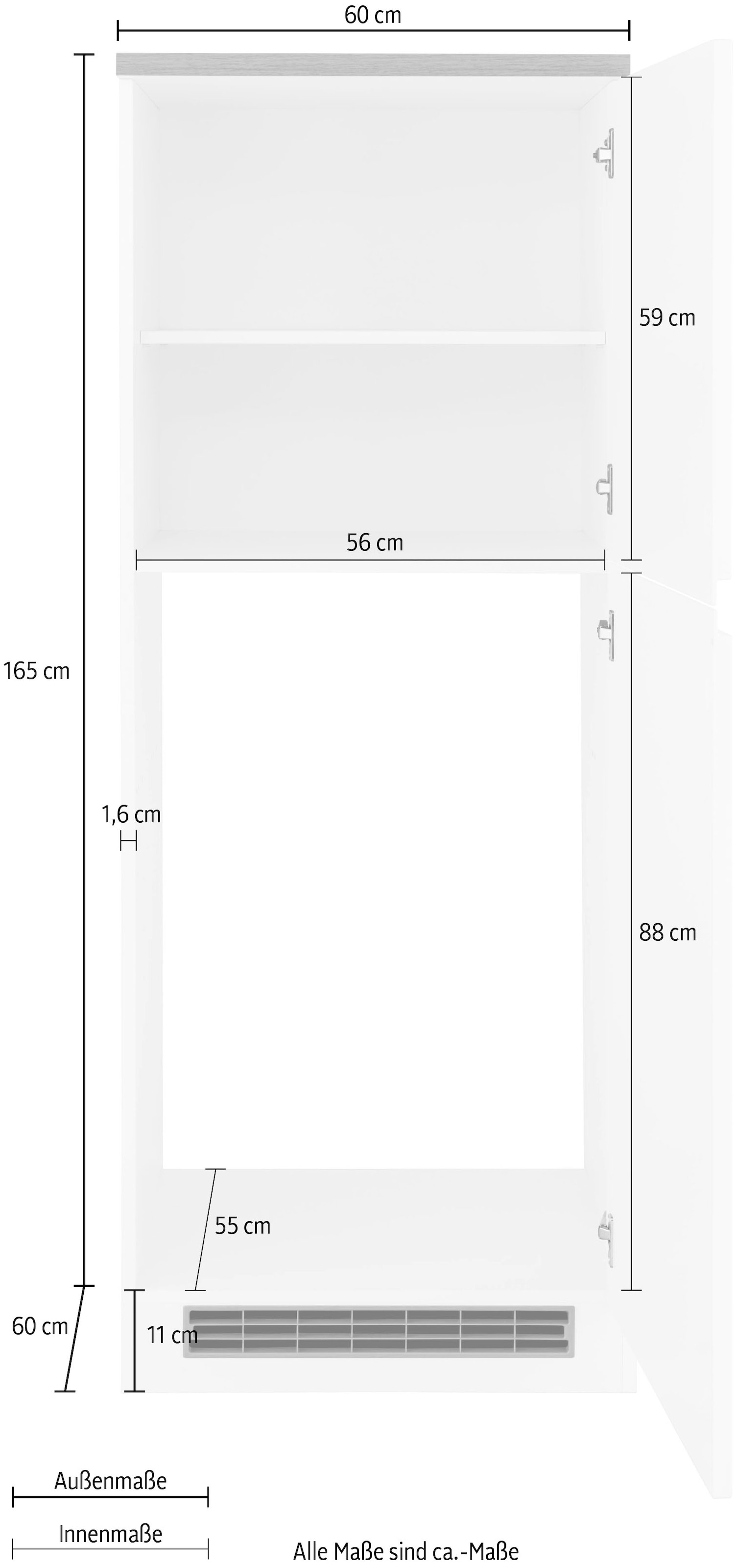 HELD MÖBEL Kühlumbauschrank 60 breit, Kühlschrank: Türen 2 cm, Raten 56/88/55 cm »Virginia«, auf hoch, für Nische 165 cm kaufen