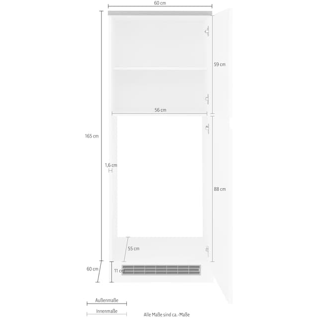 HELD MÖBEL Kühlumbauschrank »Virginia«, 165 cm hoch, 60 cm breit, Nische  für Kühlschrank: 56/88/55 cm, 2 Türen auf Raten kaufen