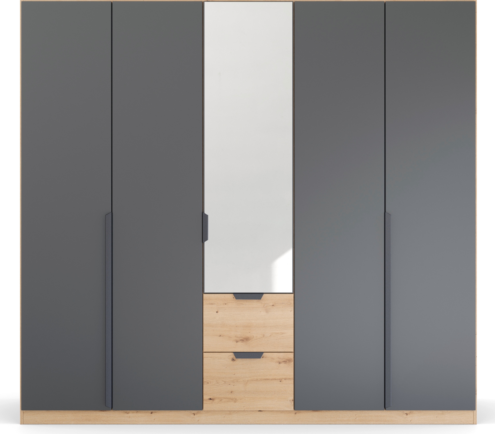 rauch Drehtürenschrank »Dark&Wood by Quadra Spin«, im Industrial Style mit Schubkästen in Eiche Dekor, mit Spiegel