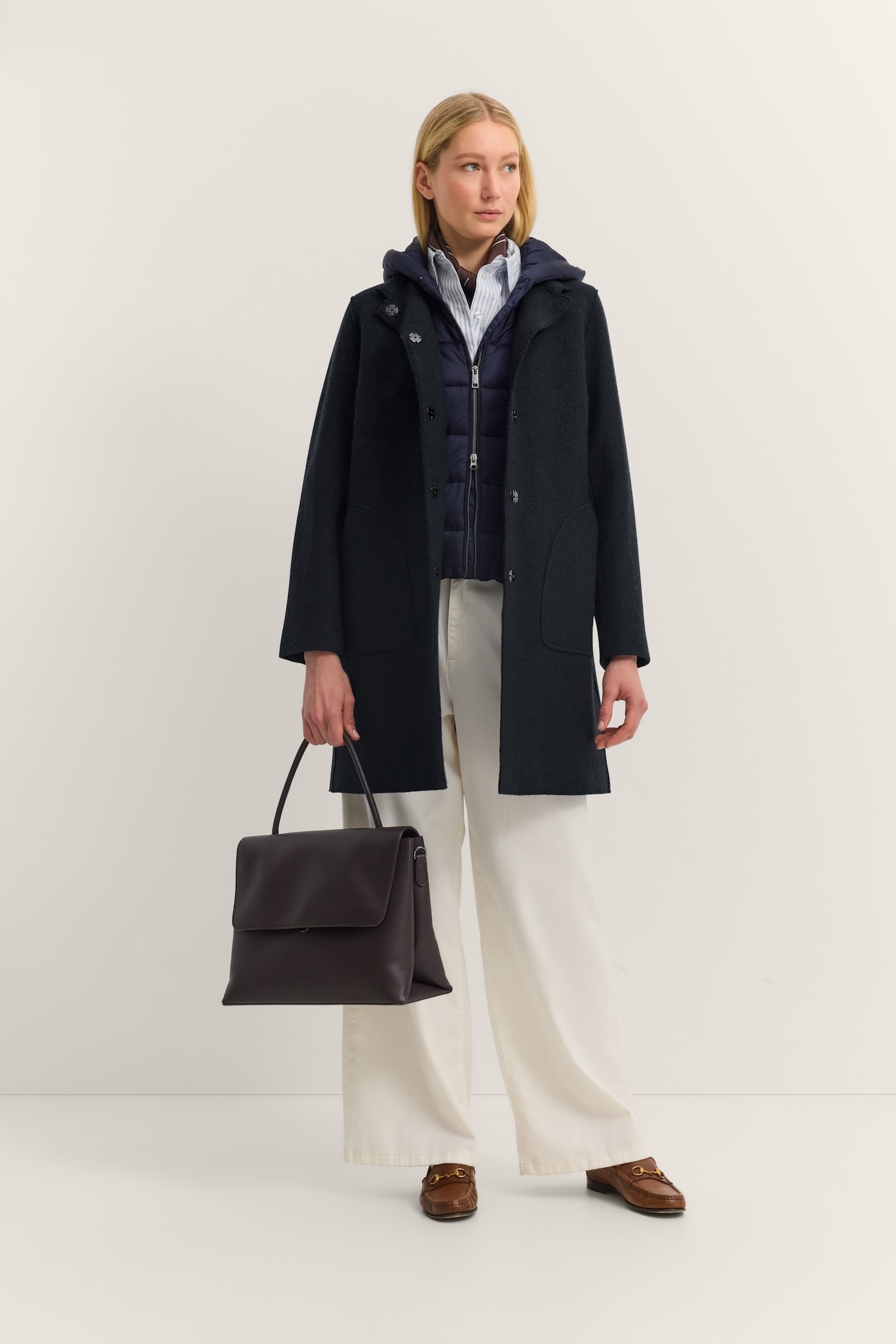 bugatti Wollmantel »Modern Fit« mit Kapuze & herausnehmbarer Weste