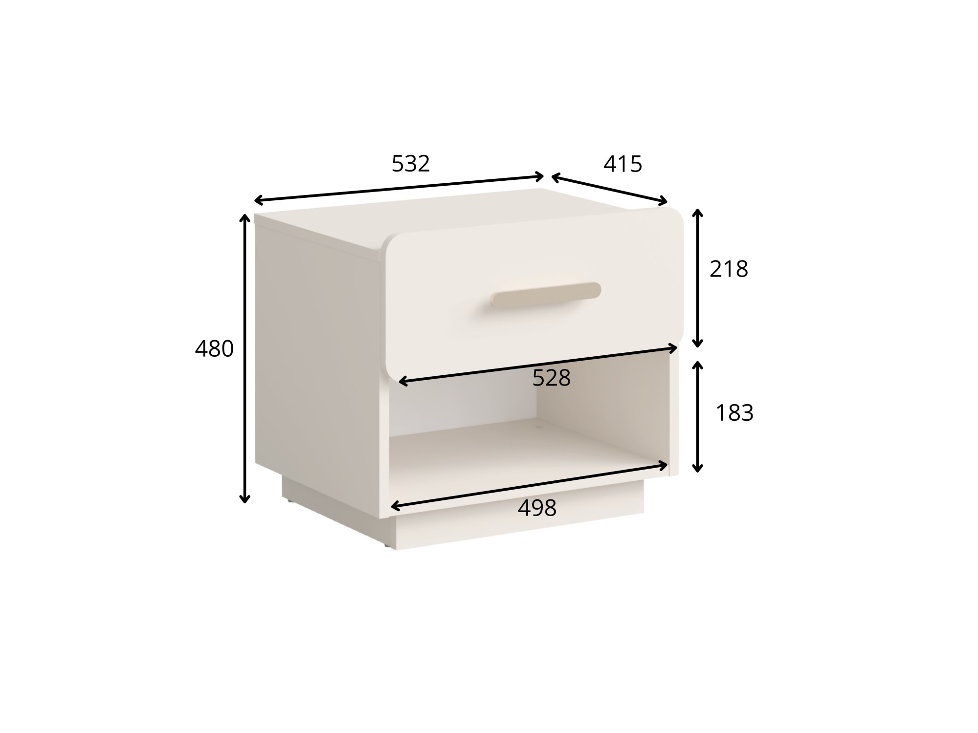 Home affaire Nachttisch »CLAREI 2er Set, Nachttischen mit 1 Schublade, Maße B/H/T: 53/48/44 cm«, (Set), Set, 2 St., mit goldenen Kunststoffgriffen, Maße B/T/H: 53/22/48 cm