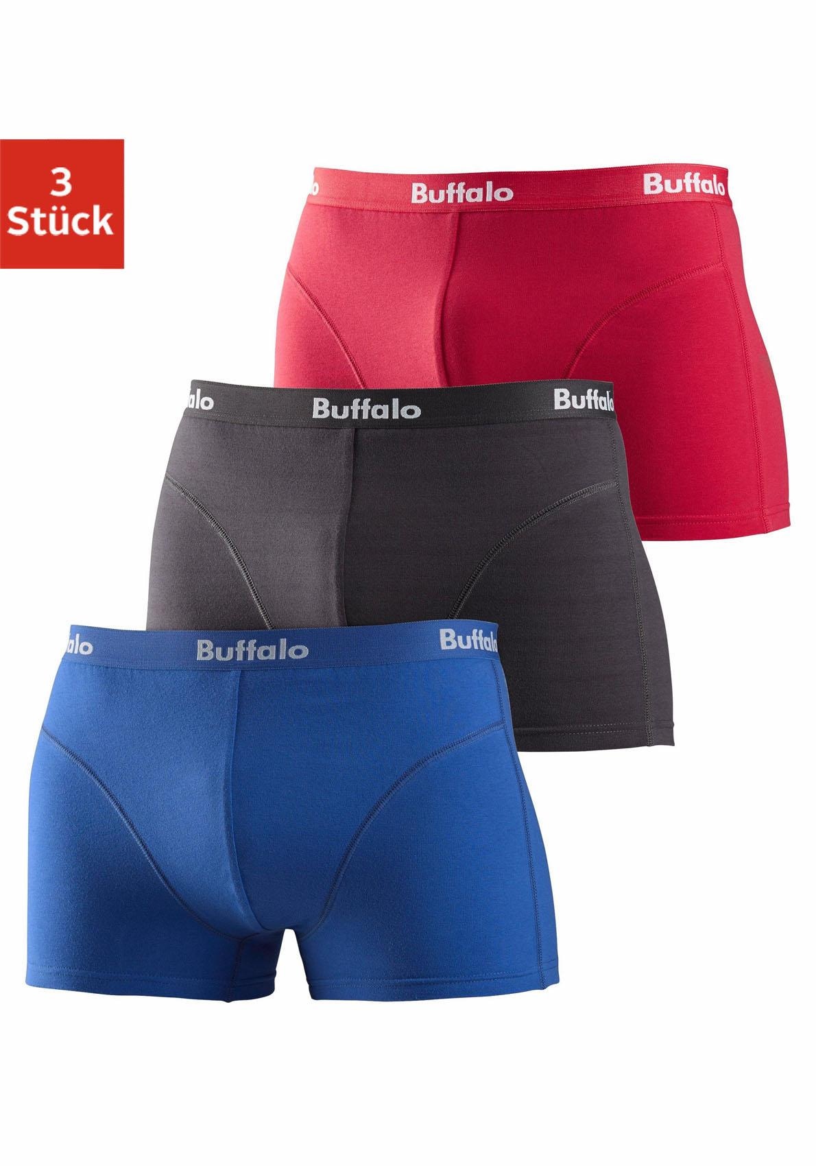 Buffalo Boxer »Boxershorts für Herren«, (Packung, 3 St.), mit Overlock-Nähten vorn
