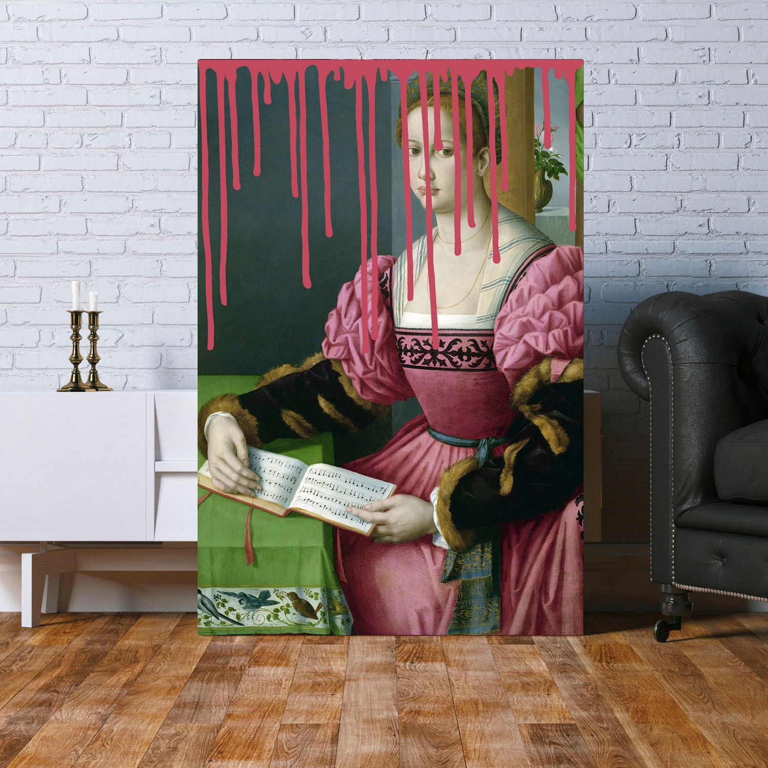 queence Acrylglasbild »Frau mit Buch mit Farbklecks«, Kunst-Gemälde-Frau-Bi günstig online kaufen