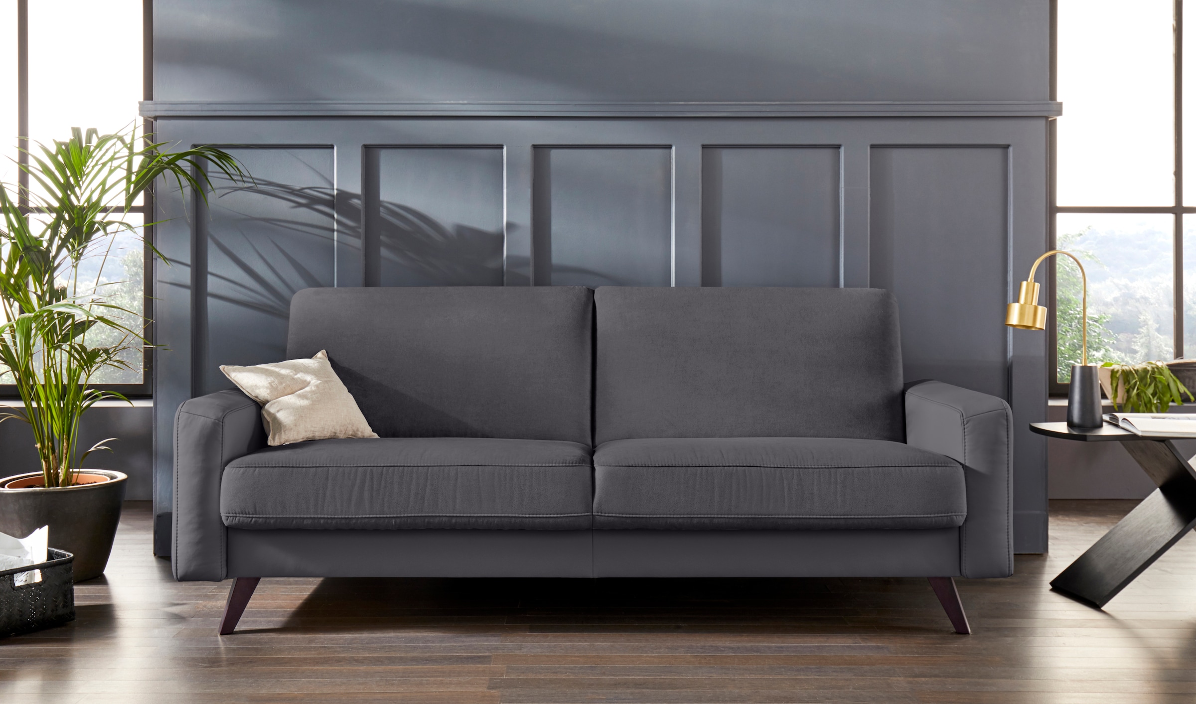 exxpo - sofa fashion 3-Sitzer »Samso, elegant und bequem, toller Sitzkomfort, Schlafsofa«, Kippcouch, inklusive Bettfunktion und Bettkasten, Komfortsitzhöhe 49cm