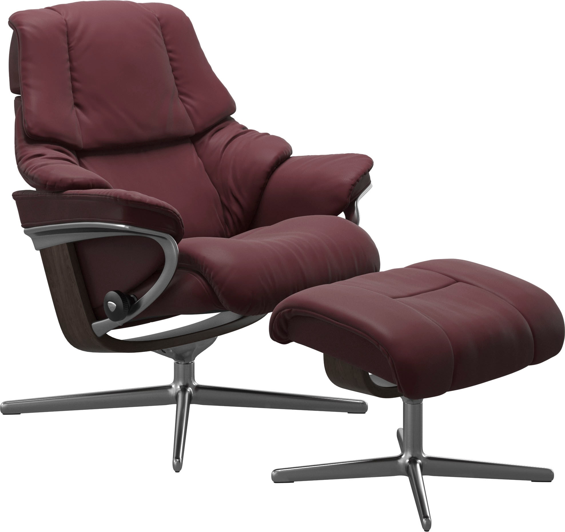 Stressless® Relaxsessel »Reno«, (Set, Relaxsessel mit Hocker), mit Hocker, mit Cross Base, Größe S, M & L, Holzakzent Wenge