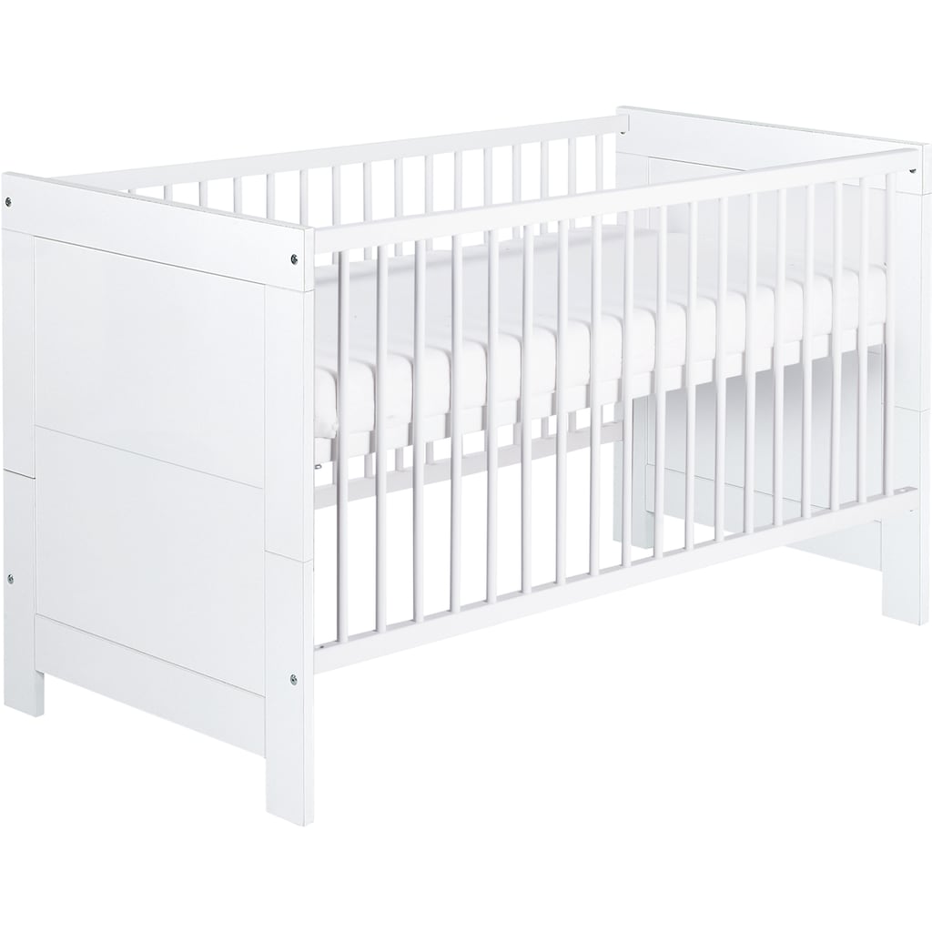Schardt Babyzimmer-Komplettset »Nordic White«, (Set, 3 St., Kinderbett, Schrank, Wickelkommode), Made in Germany; mit Kinderbett, Schrank und Wickelkommode
