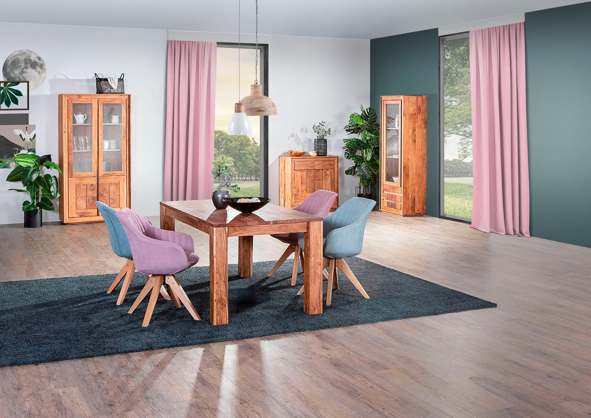 Gutmann Factory Vitrine »Timber« aus massivem Akazienholz mit vier Türen, Höhe 190 cm