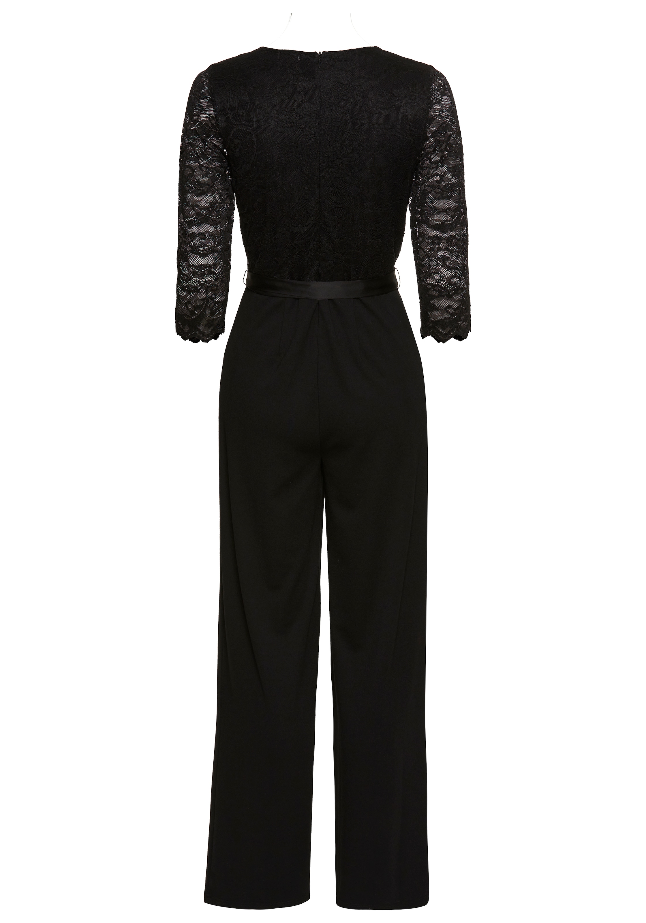 Laura Scott Jumpsuit, mit Spitzenoberteil und Satin-Bindegürtel