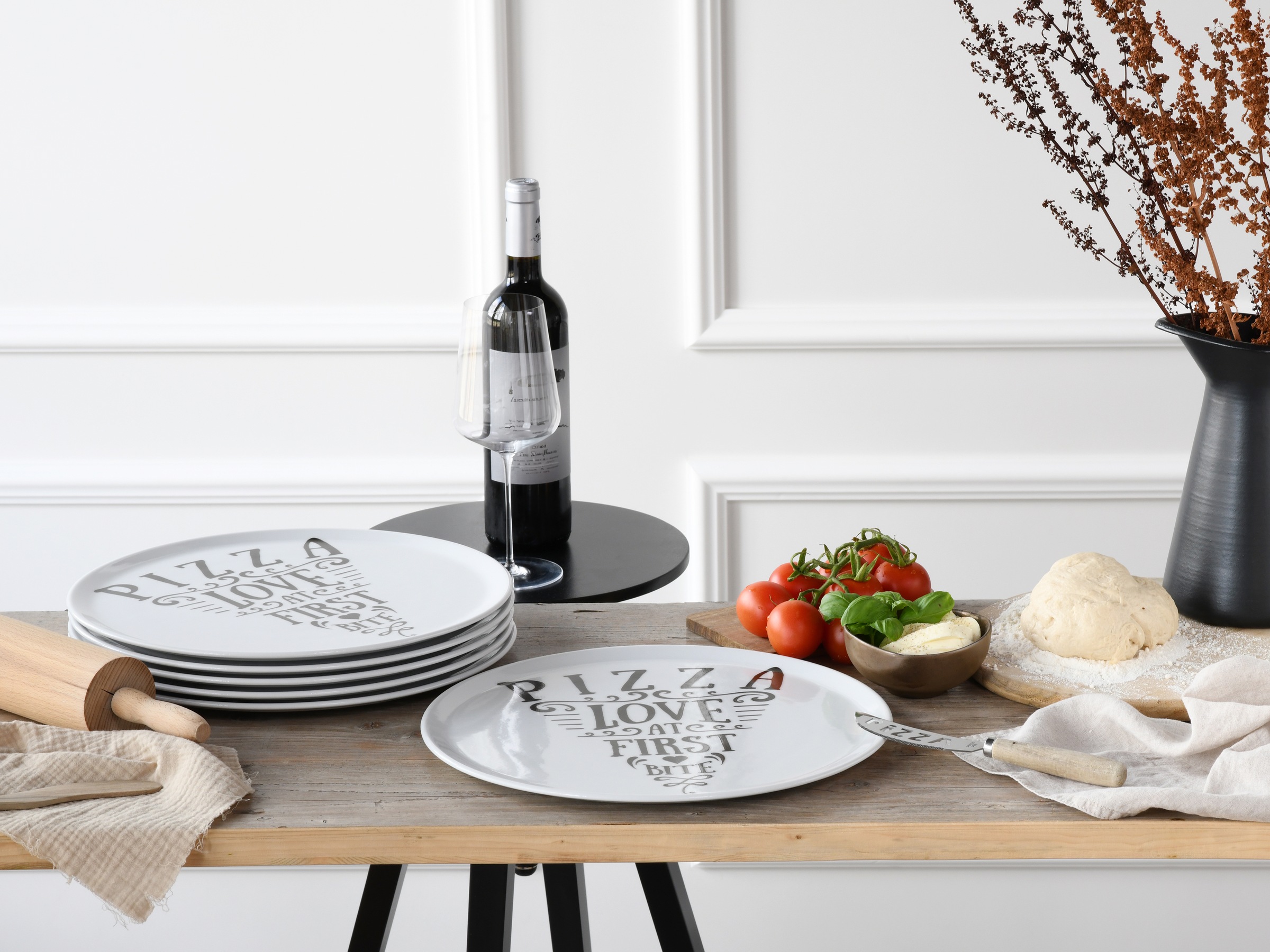 CreaTable Pizzateller »Europa In Love, Pizzateller 33 cm 6-tlg«, (Set, 6 St.), Europäische Qualität