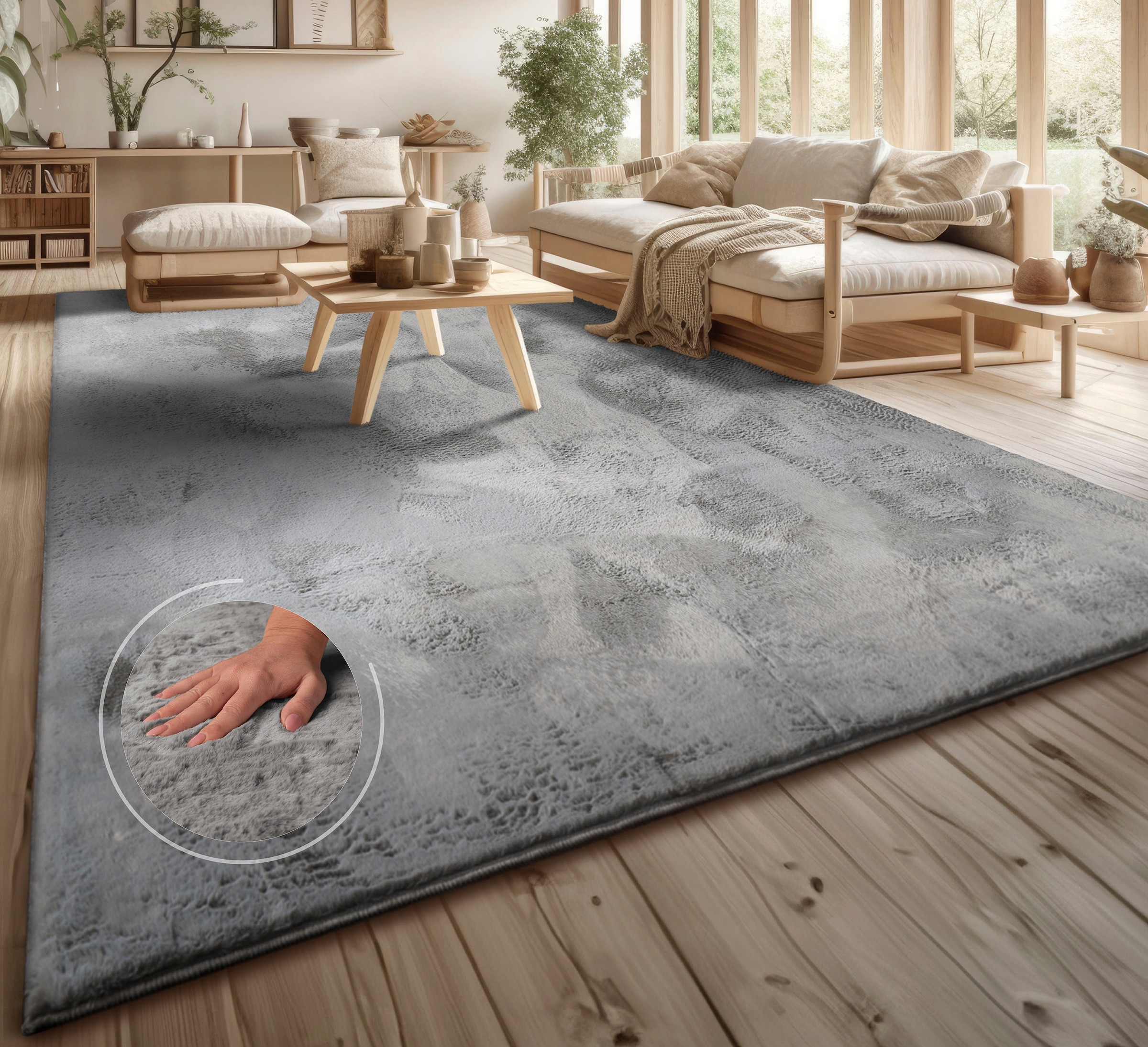 Fellteppich »Lottano«, rechteckig, 14 mm Höhe, Langflor, Kunstfell, Uni Far günstig online kaufen
