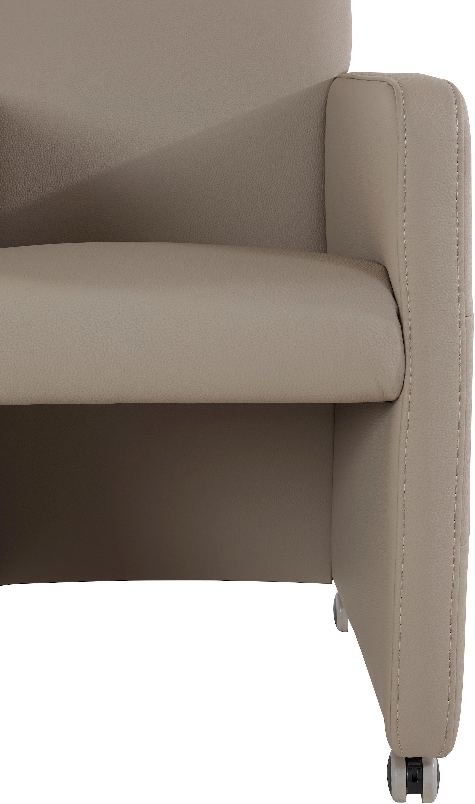 exxpo - sofa fashion Sessel »Barista Clubsessel auf Rollen, schmale Armlehnen, aktuelles Design«, bequem und komfortabel, Breite 61 cm