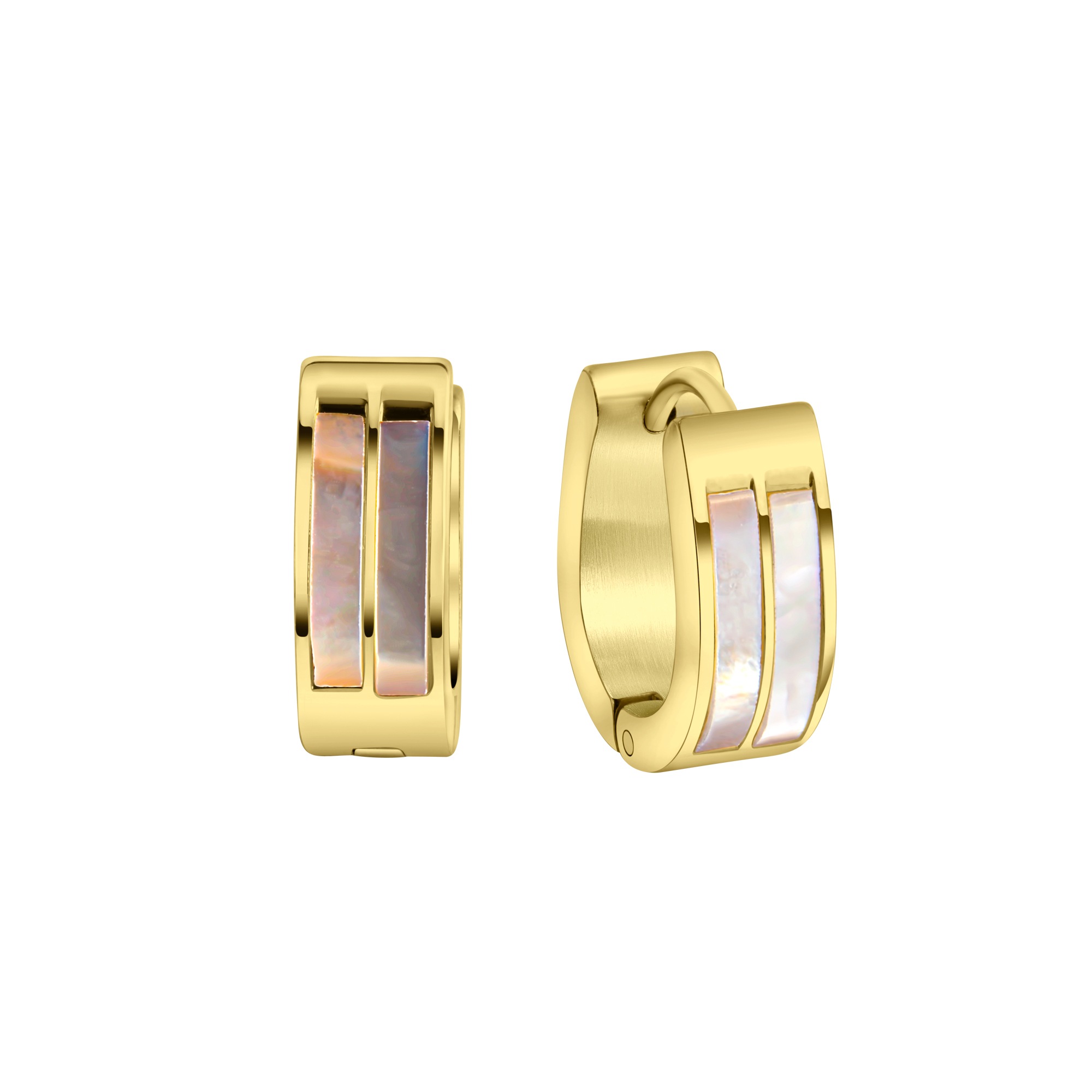 VIVANCE Paar Creolen »Edelstahl vergoldet mit Perlmutt« gelb + weiß