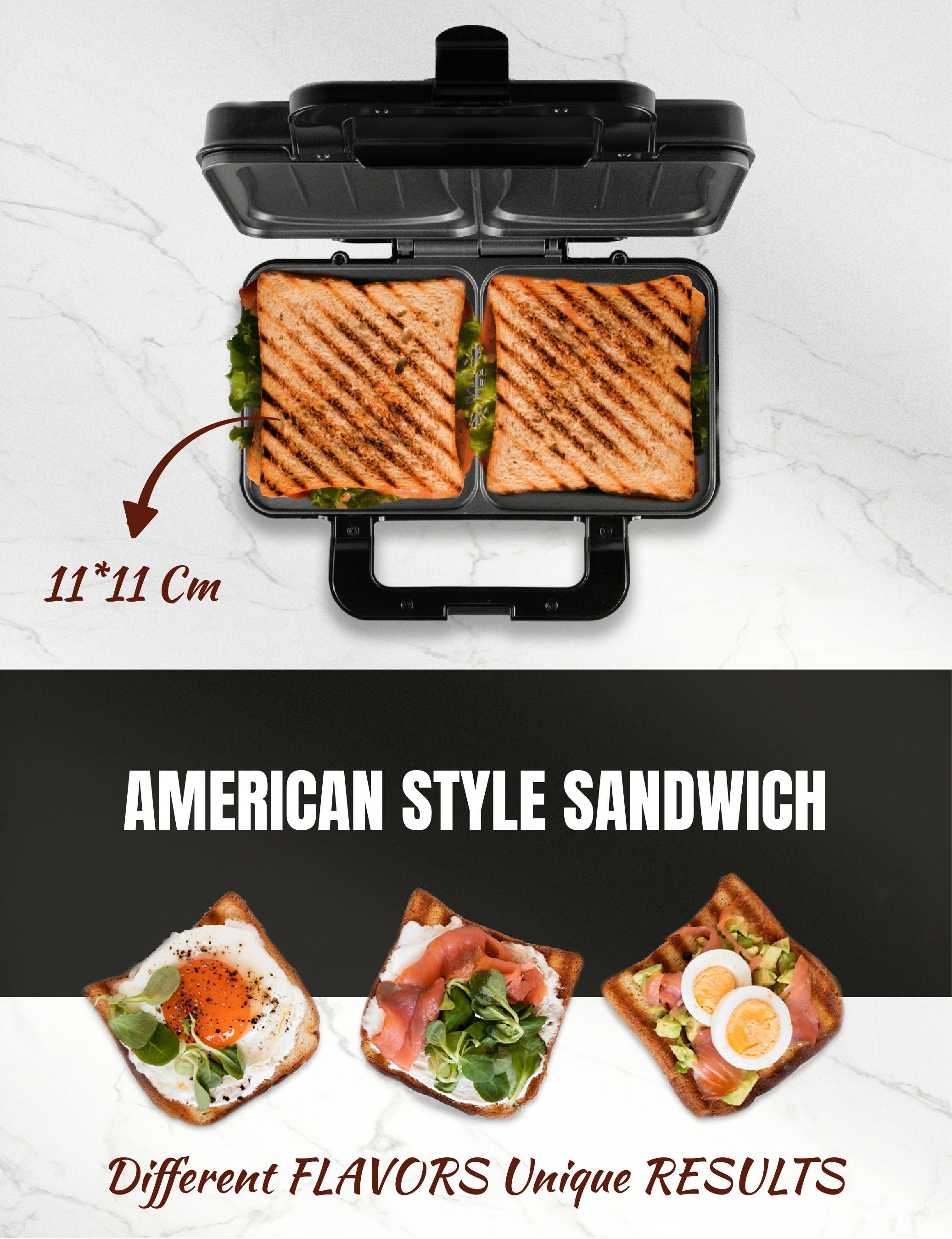 bestron Sandwichmaker »ASM92XLZ«, 900 W