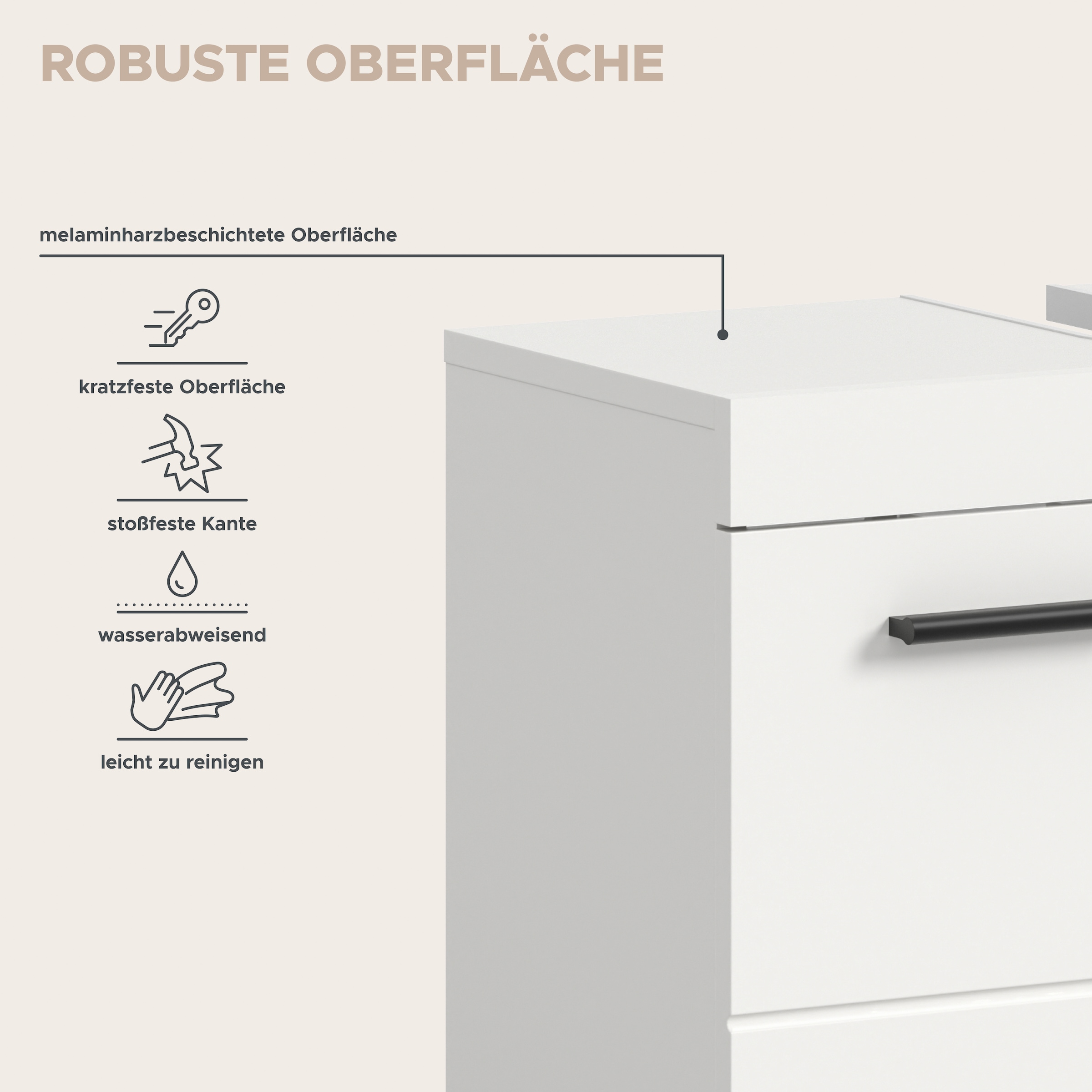 welltime Waschbeckenunterschrank »AVON, Breite 60 cm, 2 Türen, 1 Einlegboden, 2 Fächer« mit Siphonausschnitt 22x8 cm, Rückwand mit Ausschitt,  Badmöbel, Badschrank, Unterschrank, Waschtisch, Kommode, Bad
