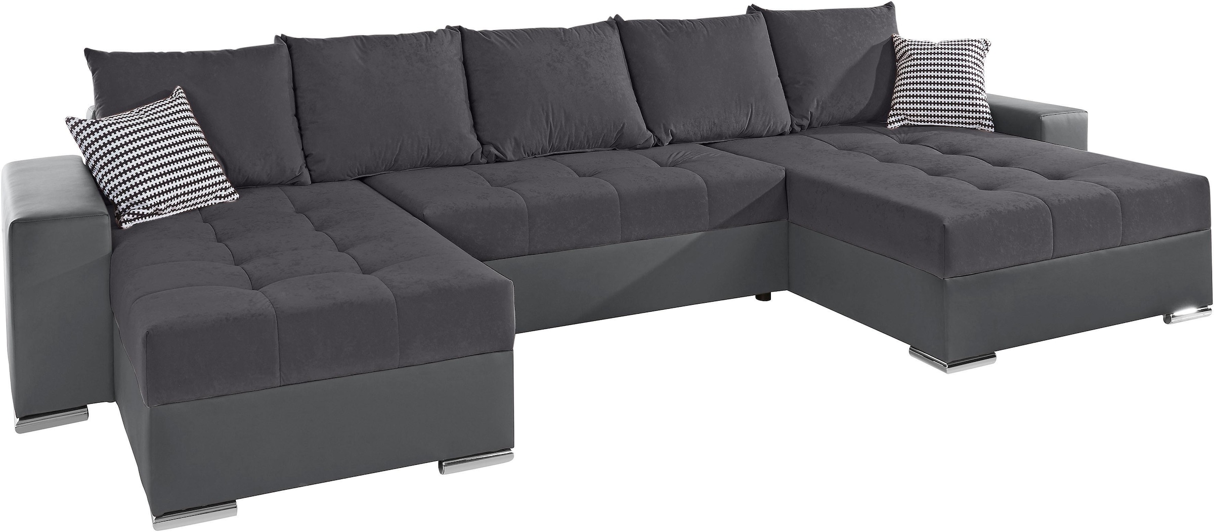 COLLECTION AB Wohnlandschaft »XXL-Josy U-Form, Breite 333 cm, mit 2 Recamieren 77 & 97 cm«, inkl. Bettfunktion, Bettkasten, mit 5 gleich großen Rückenkissen