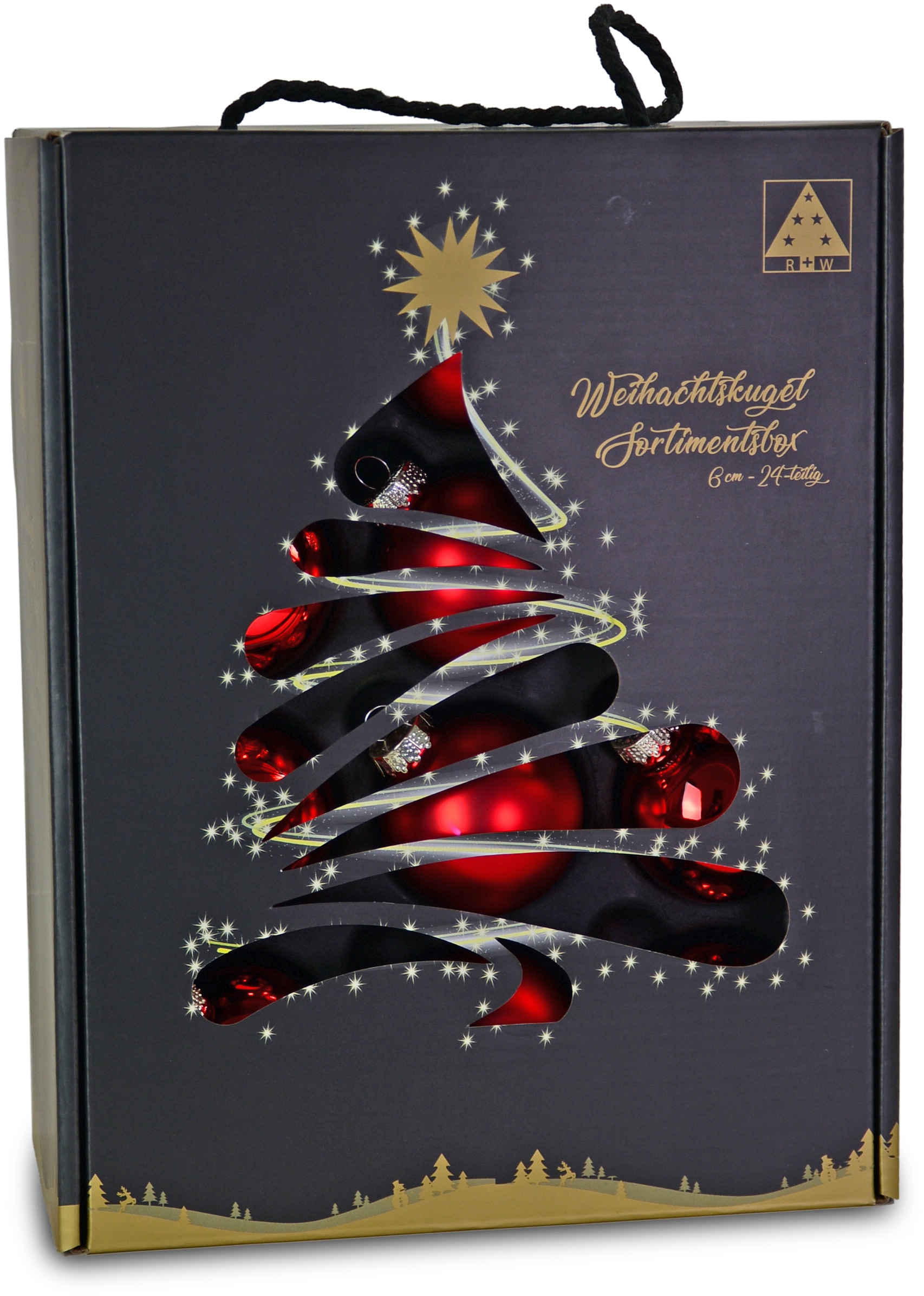 RIFFELMACHER & WEINBERGER Weihnachtsbaumkugel »Weihnachtsdeko rot,  Christbaumschmuck, Christbaumkugeln Glas«, (Set, 24 St.), Ø ca. 6 cm, aus  Glas, mit praktischer Aufbewahrungsbox kaufen