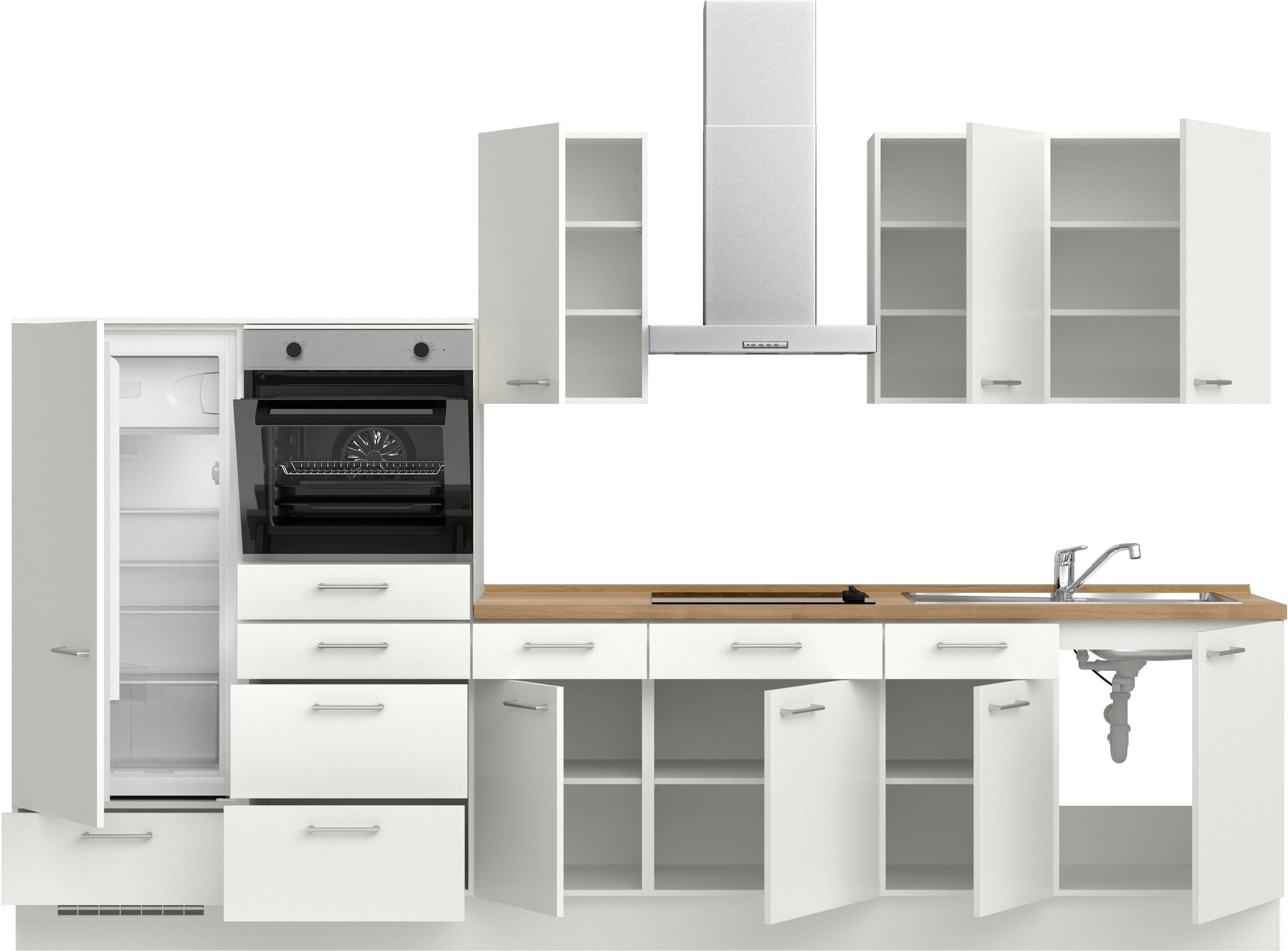 nobilia® Küchenzeile »"Laser I"«, vormontiert, Ausrichtung wählbar, Breite 330 cm, wahlw. mit E-Geräten