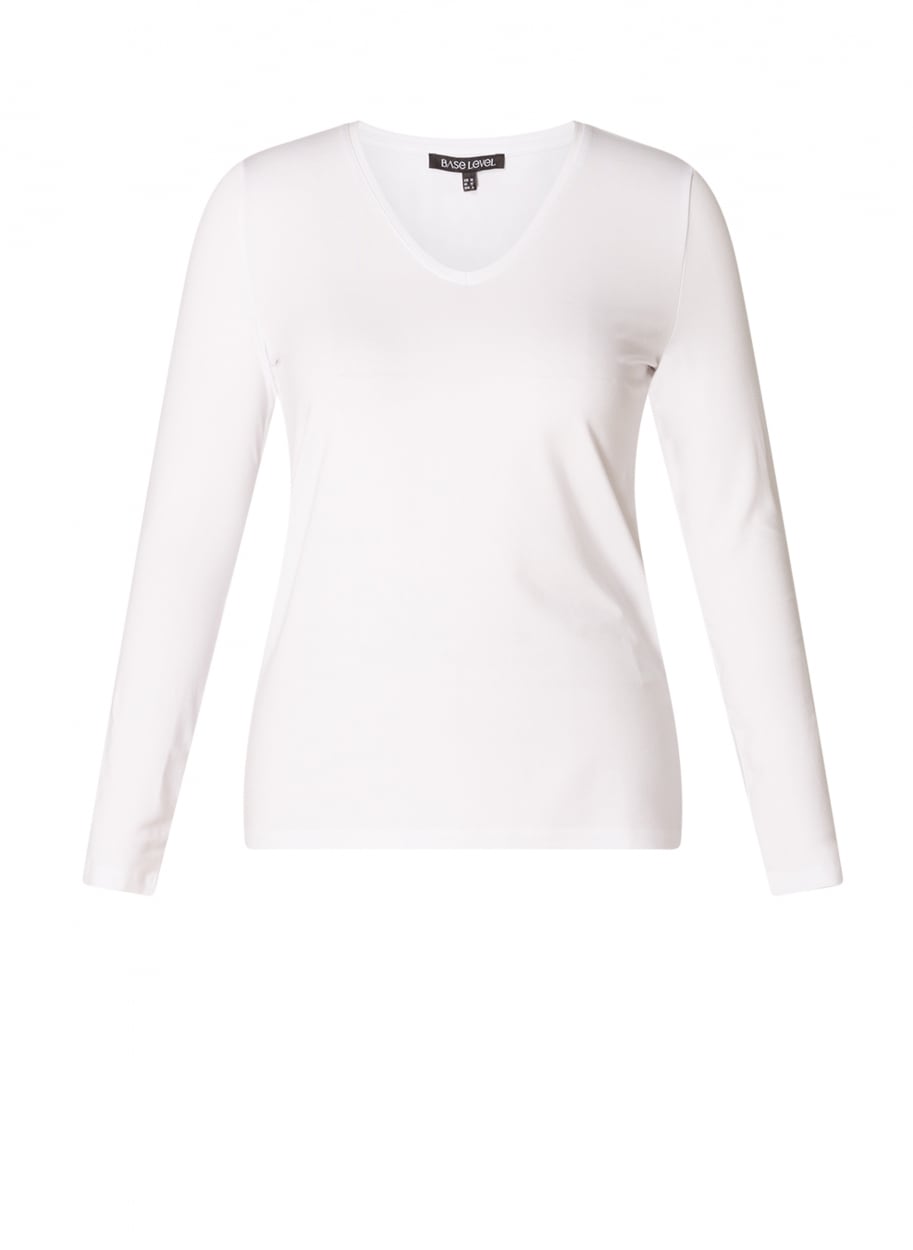 Base Level Langarmshirt mit V-Ausschnitt