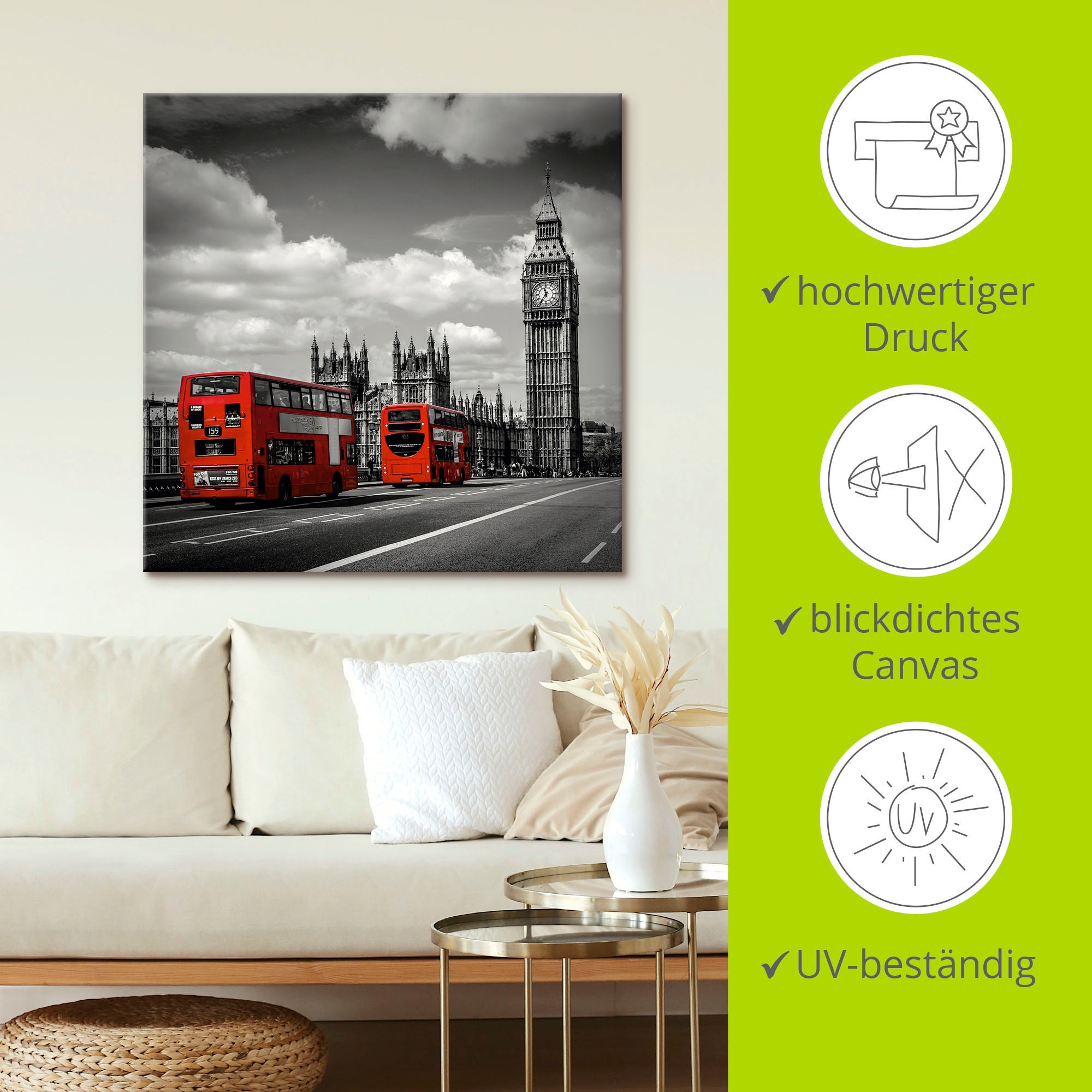 Artland Wandbild »Typisch London«, London, (1 St.), als Leinwandbild, Poster, Wandaufkleber in verschied. Größen