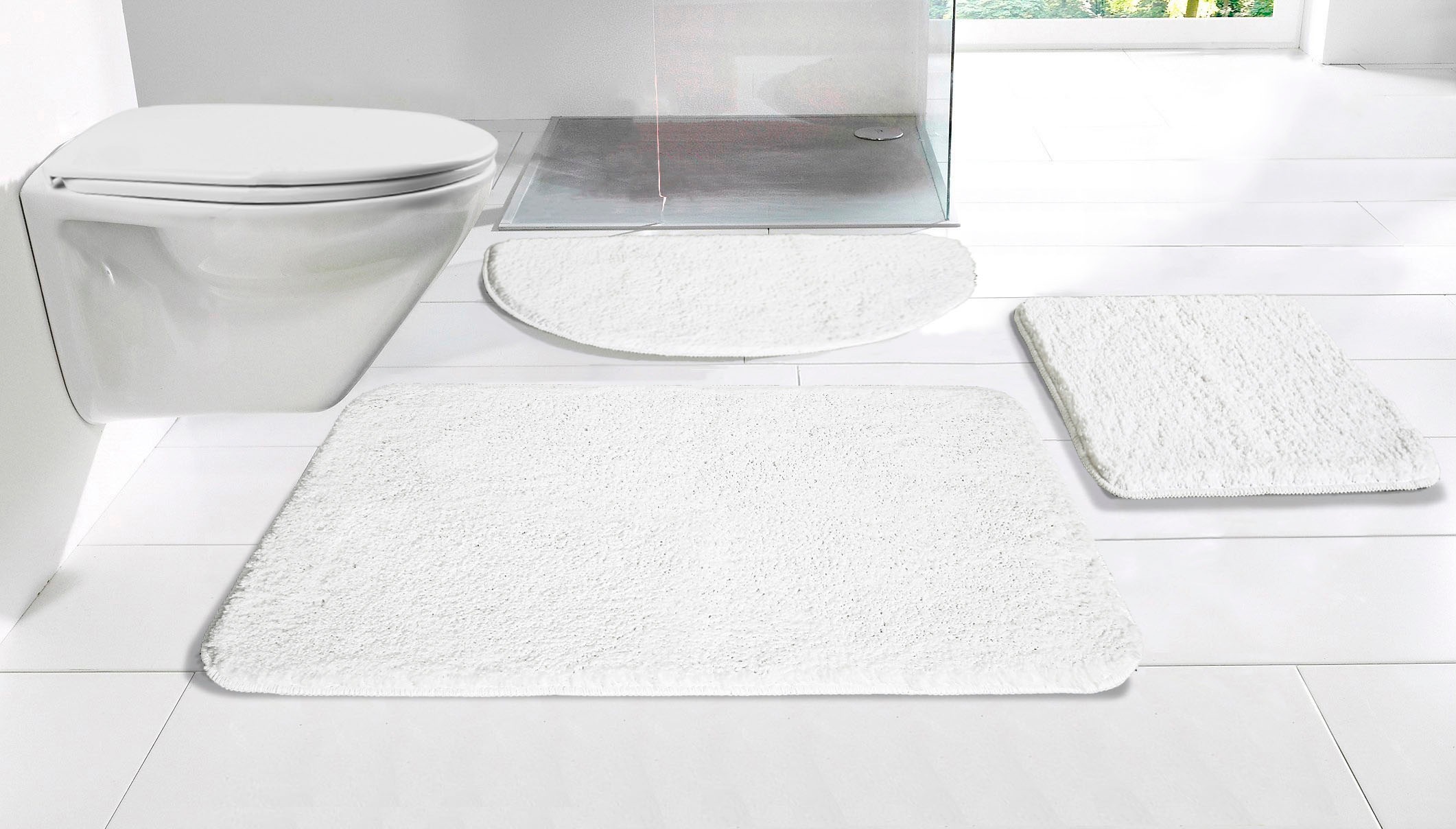 my home Badematte »Inga, Badezimmer Teppich, Badvorleger«, rutschhemmend beschichtet, schnell trocknend-strapazierfähig-fußbodenheizungsgeeignet, Badteppich, unifarben, weich, als halbrund und rechteckig erhältlich
