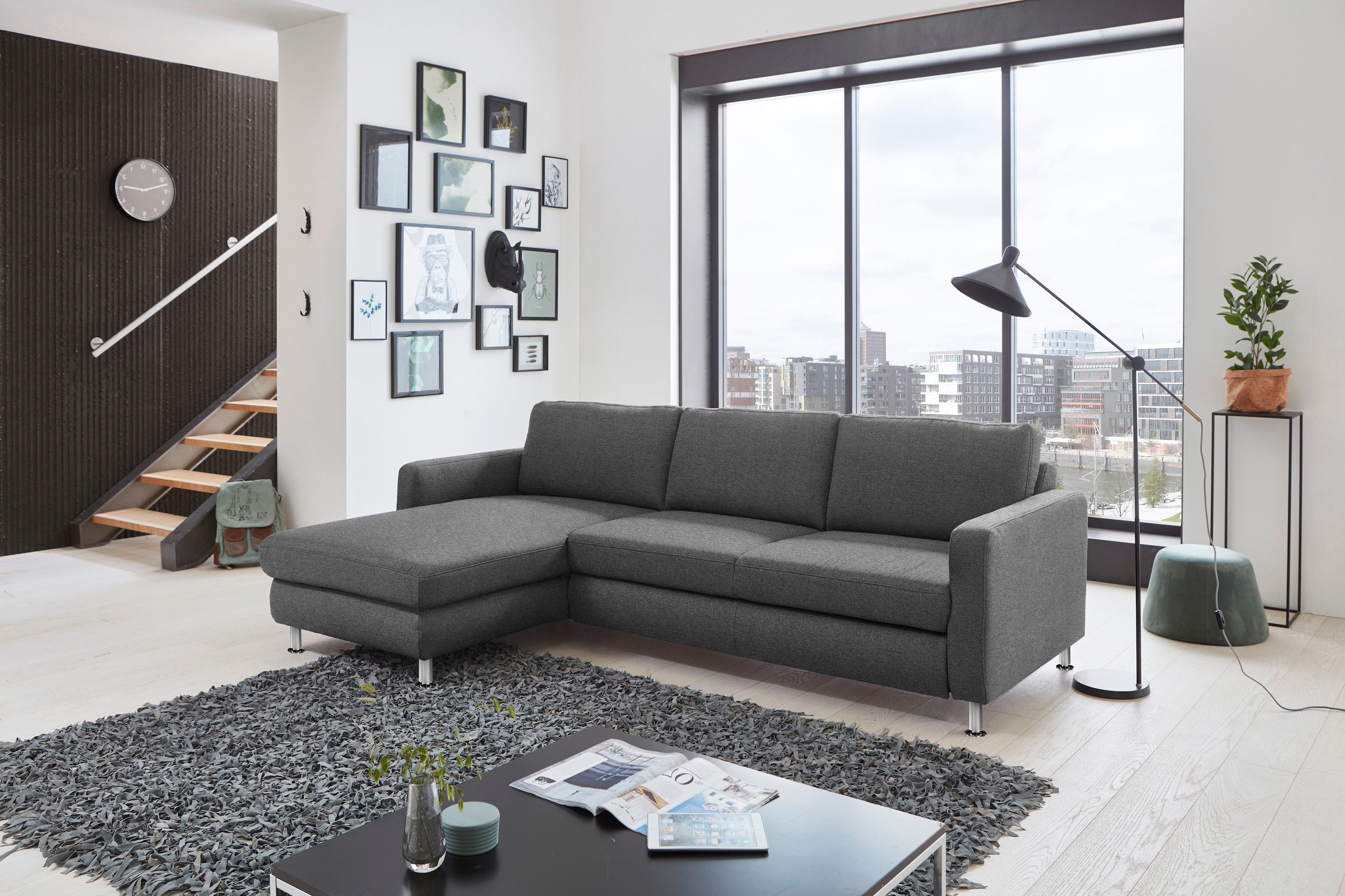 Die PlanBar Ecksofa "MP-IN19027 L-Form", wahlweise mit Bettfunktion, frei i günstig online kaufen