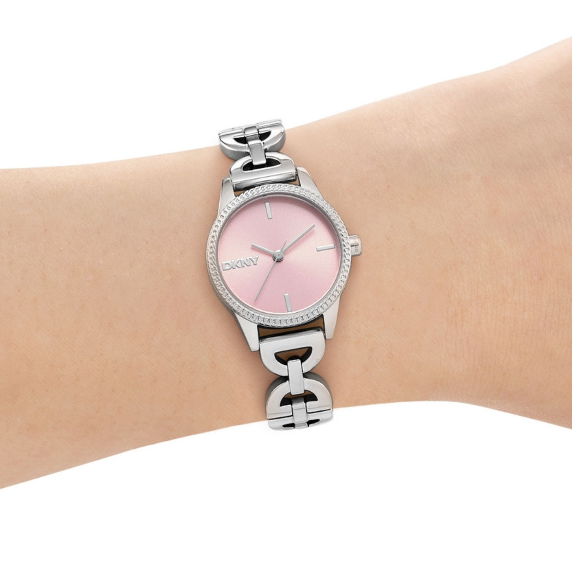 DKNY Quarzuhr »Open Link Watch« Armbanduhr, Damenuhr, Edelstahlarmband, analog