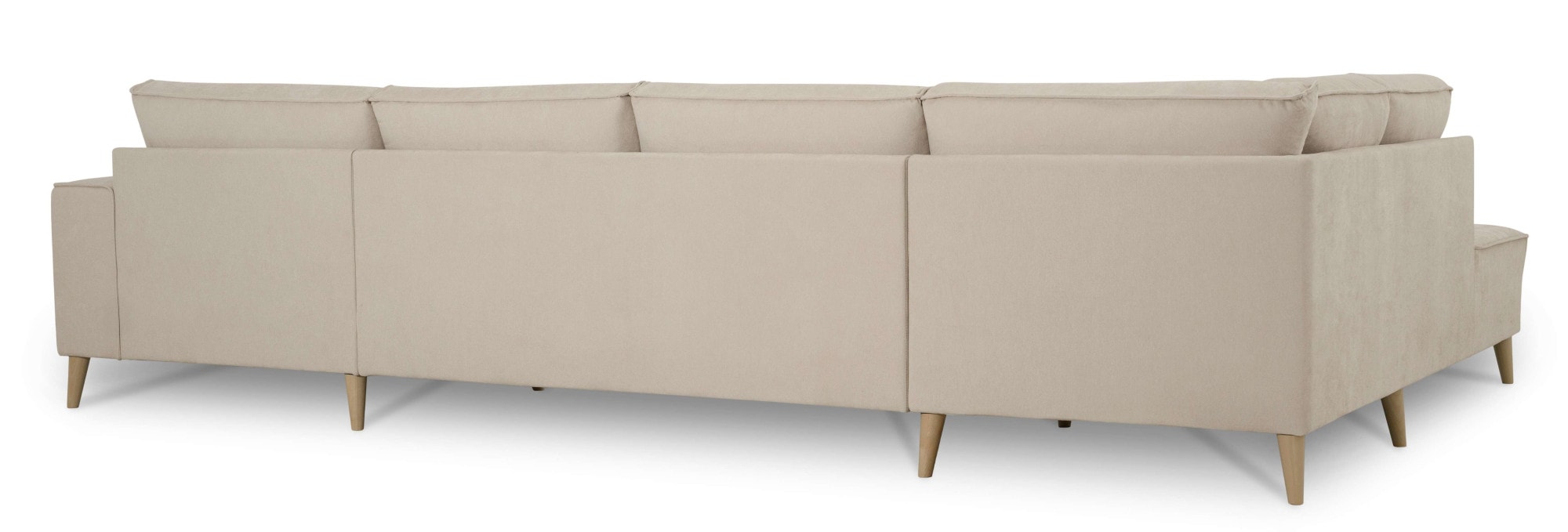 OTTO home Wohnlandschaft »Oland Skandi, weicher Chenille-Stoff« U-Form, 345 cm, Wellenunterfederung, Skandi-Design, Massivholzfüße