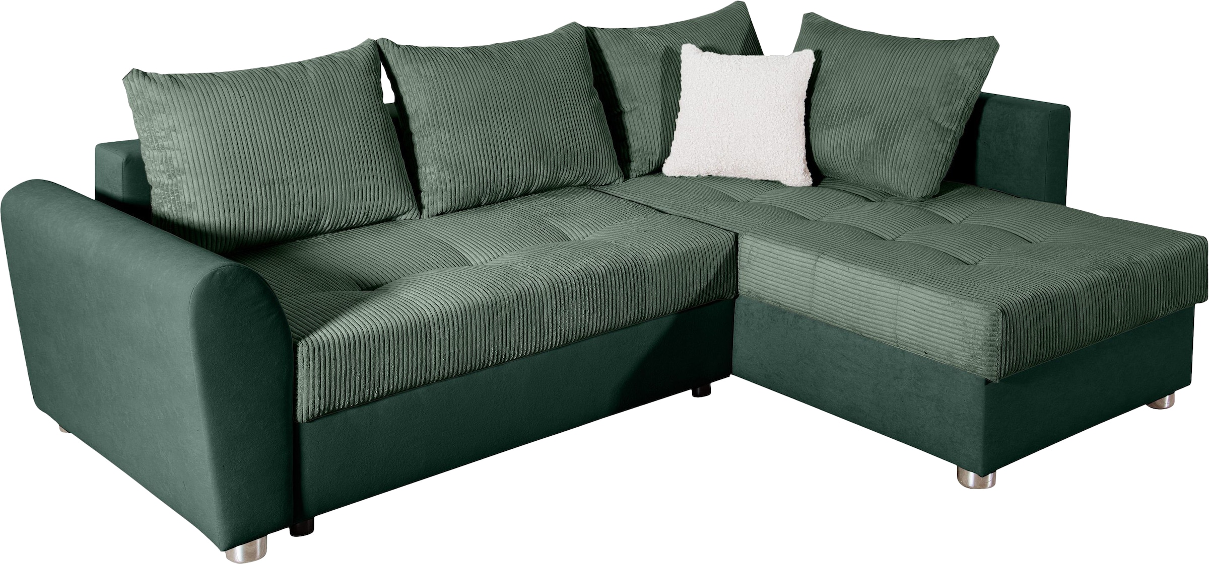 COLLECTION AB Ecksofa »JANA L-Form«, Ecksofa,Bettfunktion,Bettkasten,Bonnelfederkern,Rückenkissen