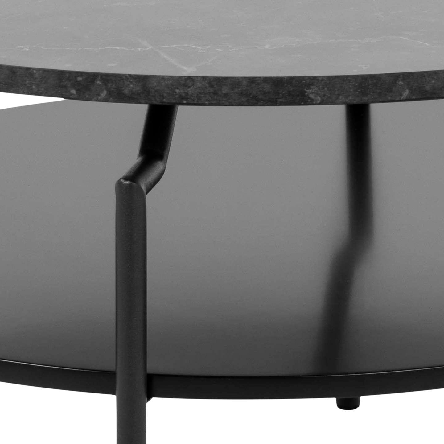 ACTONA GROUP Couchtisch »Goldington Beistelltisch, Kaffetisch«, Sofatisch, rund, dekorativem Rahmen, 1 Ablage, T: 80 cm