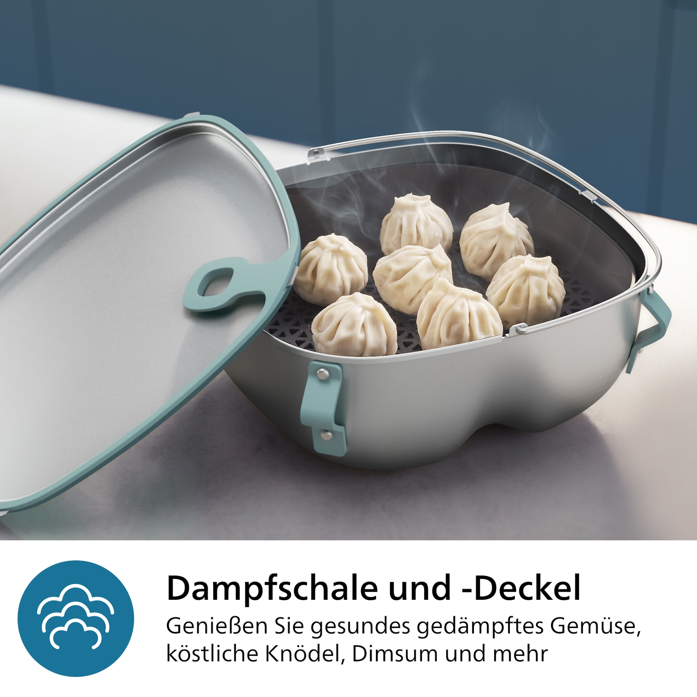 Philips Grillpfanneneinsatz »HD9960/00, 2-in-1: Wokpfanne und Dampfgareinsatz Airfryer Zubehör«, kompatibel mit Philips Airfryer Combi 7000 Series, spülmaschinenfest