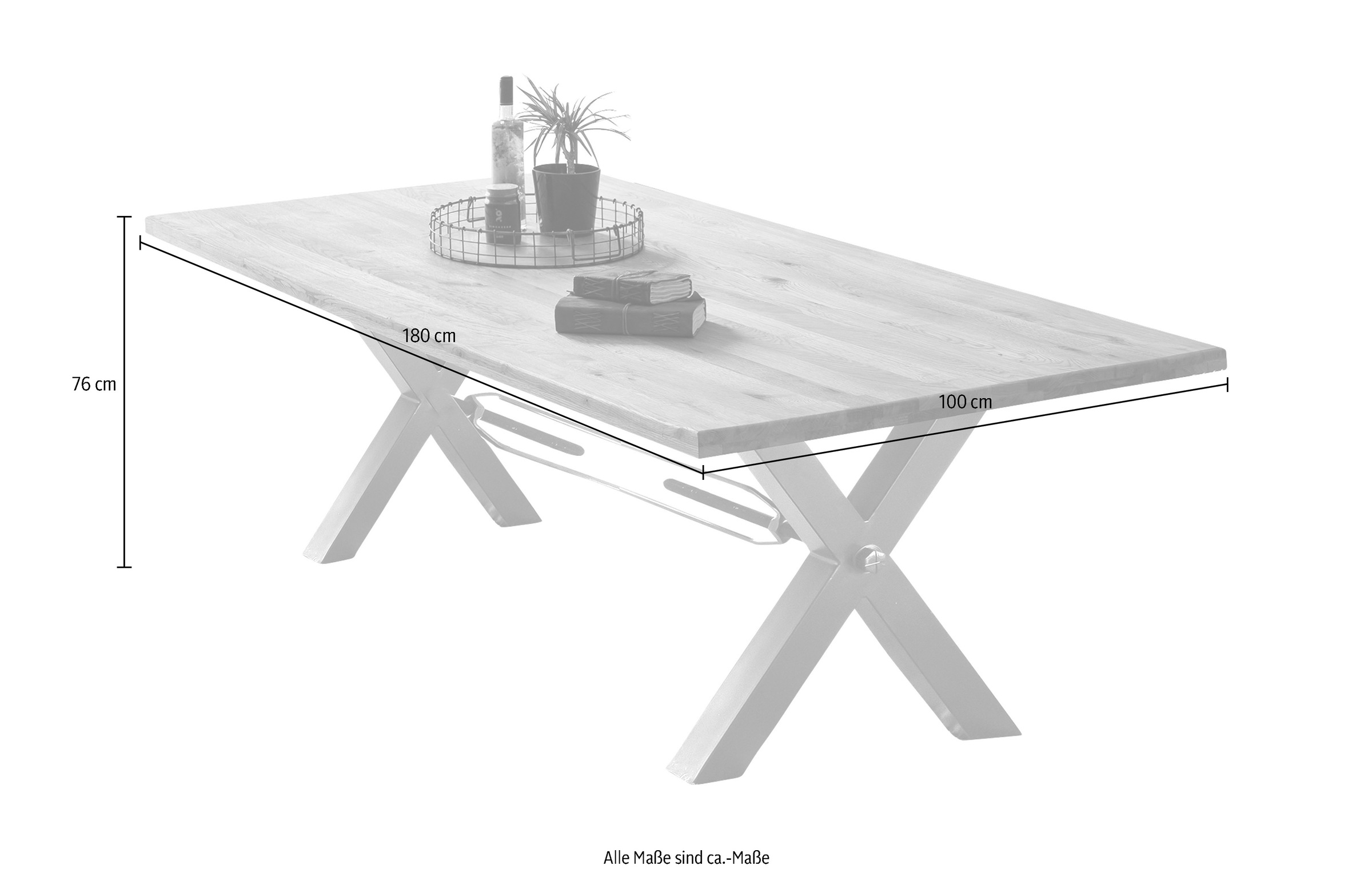 SIT Esstisch X-Gestell im industriellen Antiklook