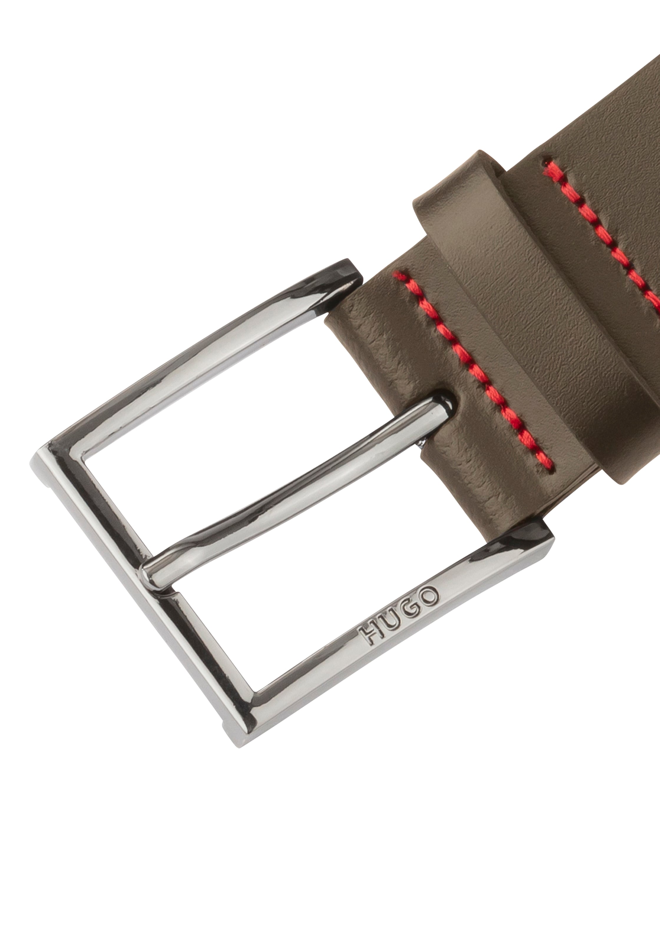 HUGO Ledergürtel »Geek_Sz35« mit kontrastfarbenen Nähten und dezenter Metallschliesse